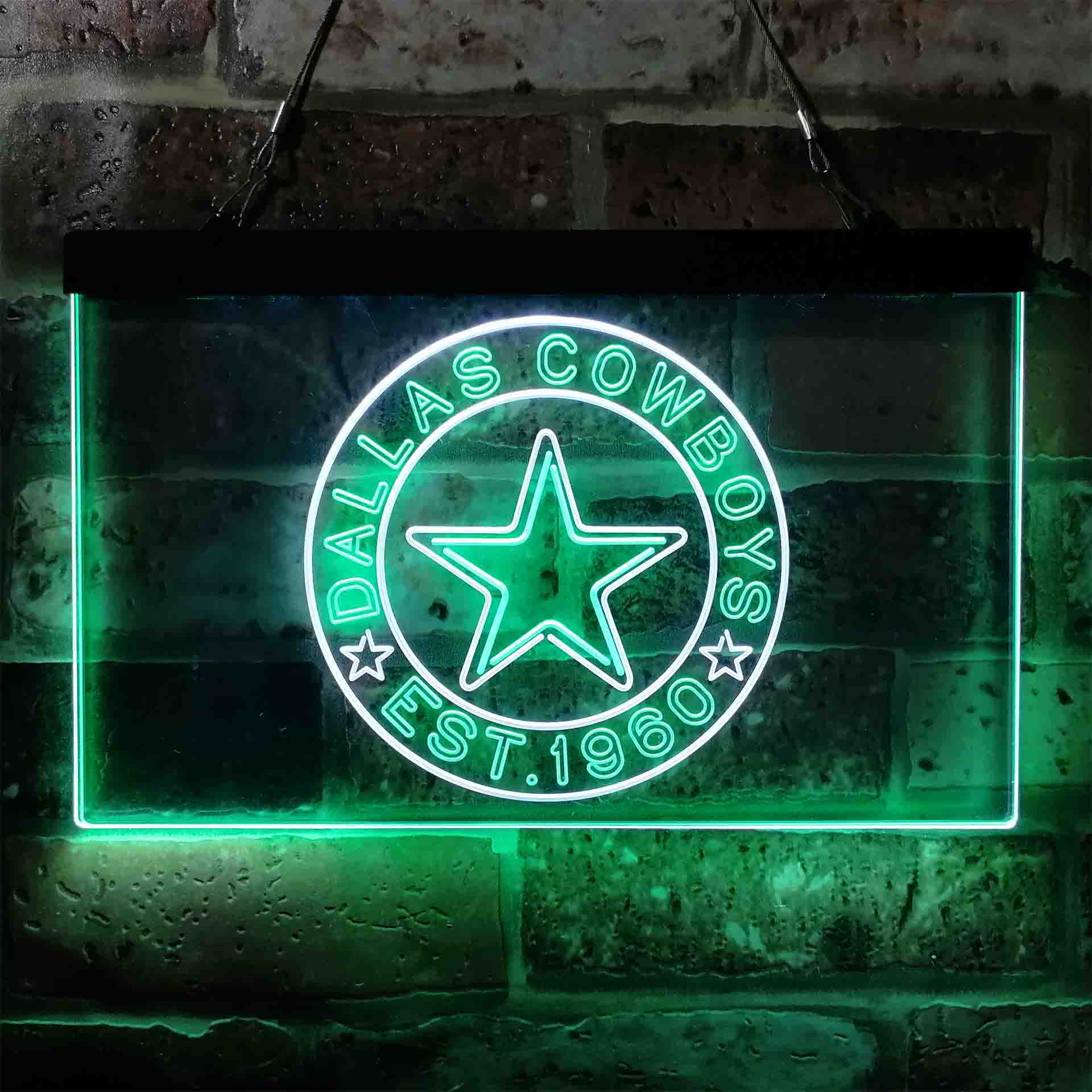 Personalized Dallas Cowboys NFL Custom Your Sport Team Cowboys Est. 1960 Dual Color LED Neon Sign ProLedSign