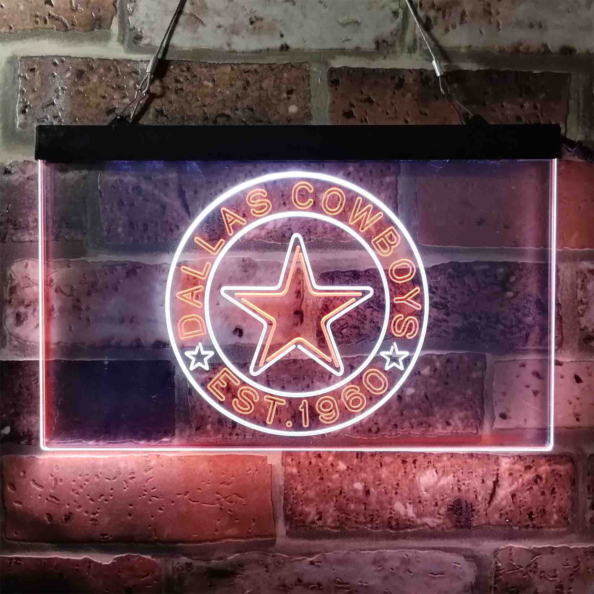 Personalized Dallas Cowboys NFL Custom Your Sport Team Cowboys Est. 1960 Dual Color LED Neon Sign ProLedSign