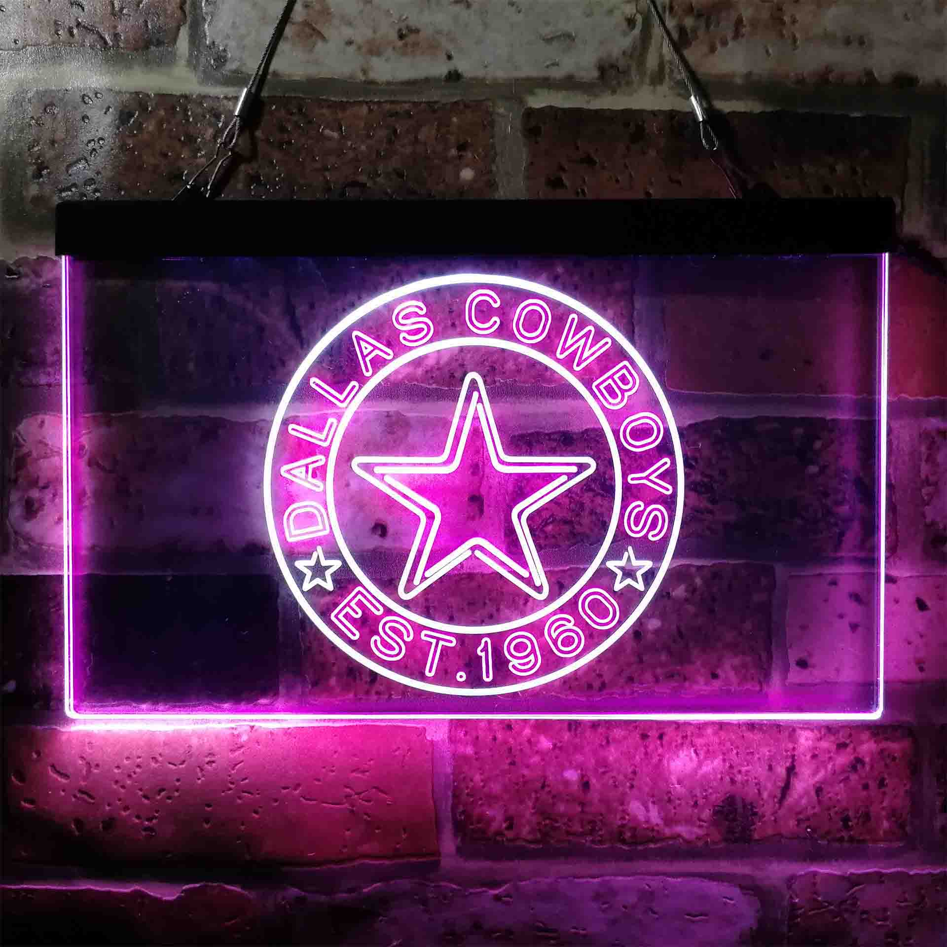 Personalized Dallas Cowboys NFL Custom Your Sport Team Cowboys Est. 1960 Dual Color LED Neon Sign ProLedSign