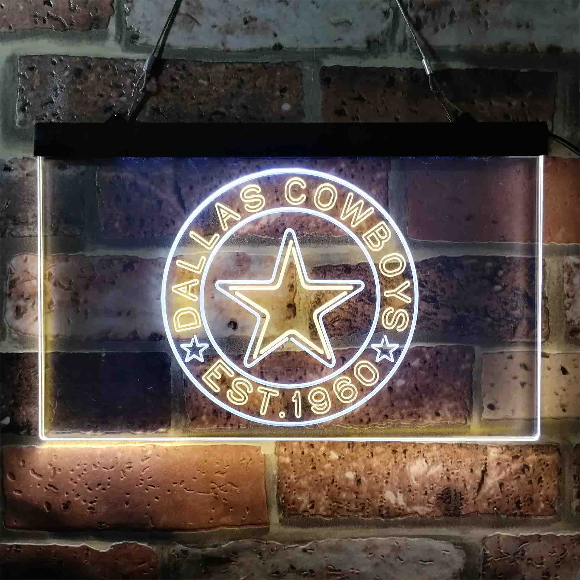 Personalized Dallas Cowboys NFL Custom Your Sport Team Cowboys Est. 1960 Dual Color LED Neon Sign ProLedSign