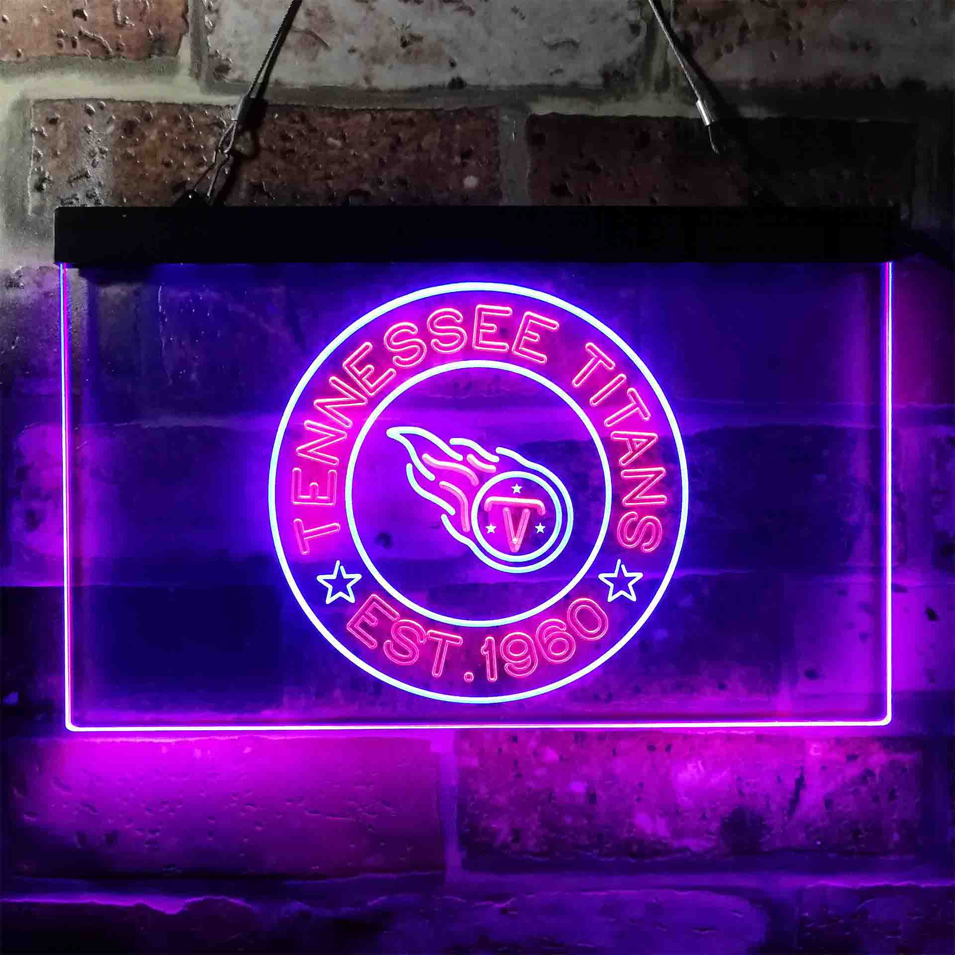 Personalized Custom Your Sport Team Titans Est. 1960 Dual Color LED Neon Sign ProLedSign