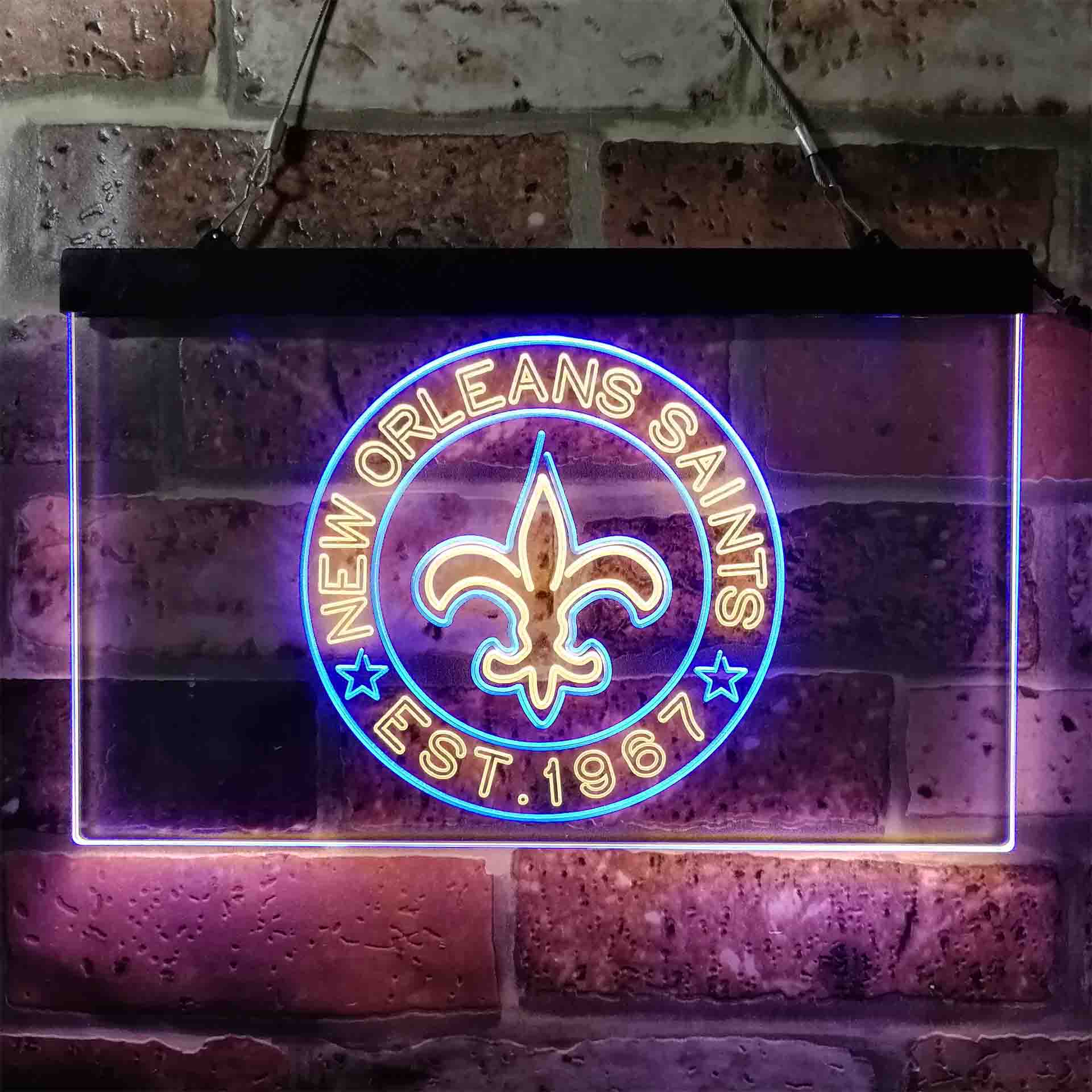 Personalized Custom Your Sport Team Saints Est. 1967 Dual Color LED Neon Sign ProLedSign