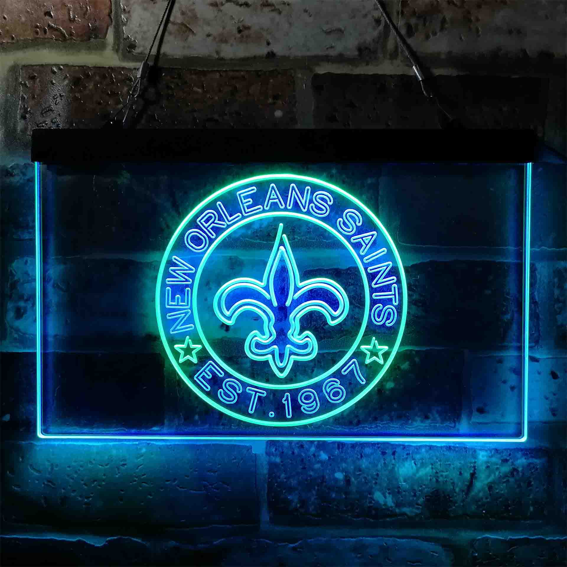 Personalized Custom Your Sport Team Saints Est. 1967 Dual Color LED Neon Sign ProLedSign