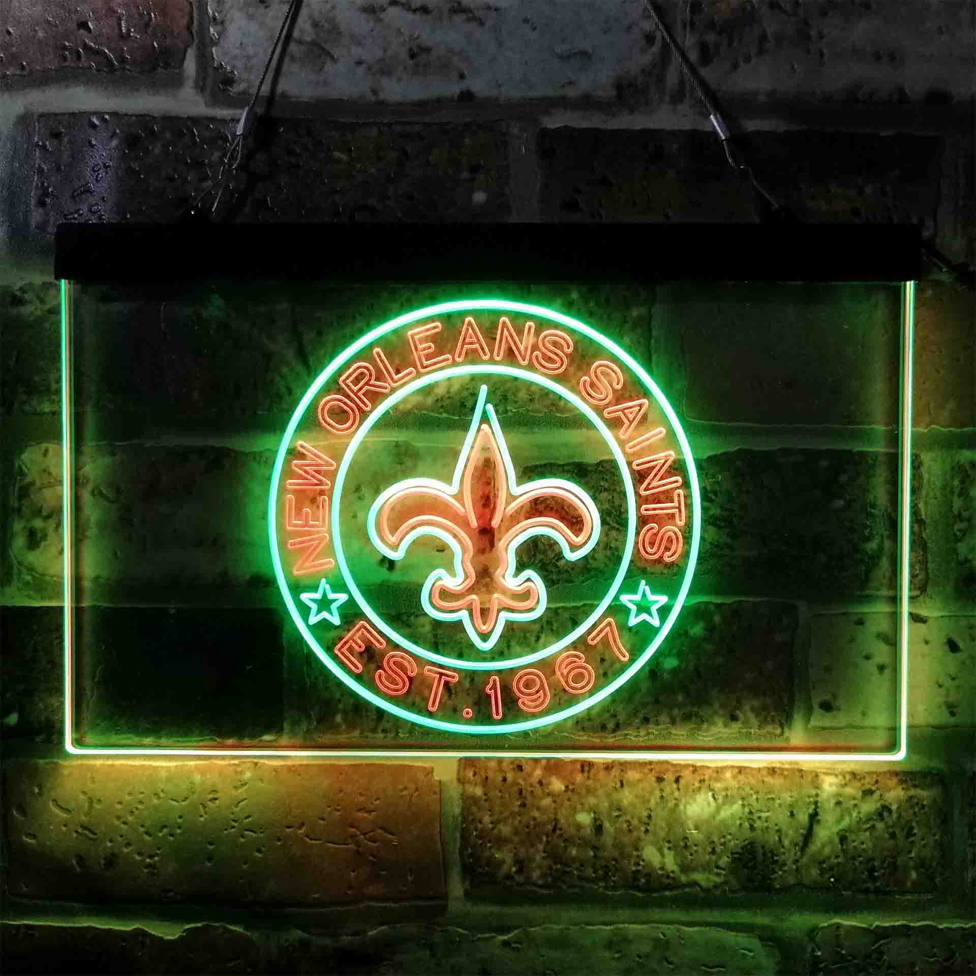 Personalized Custom Your Sport Team Saints Est. 1967 Dual Color LED Neon Sign ProLedSign