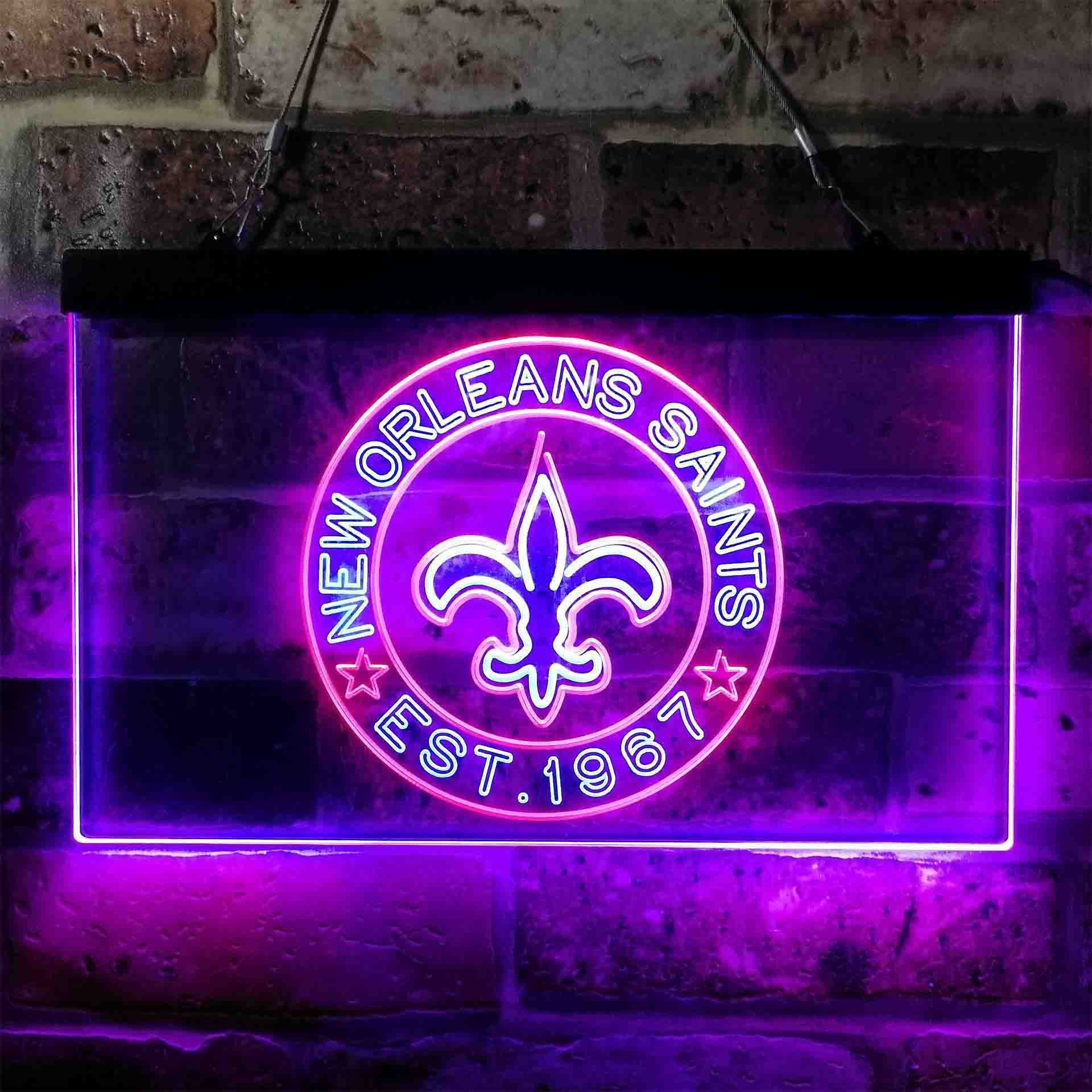 Personalized Custom Your Sport Team Saints Est. 1967 Dual Color LED Neon Sign ProLedSign