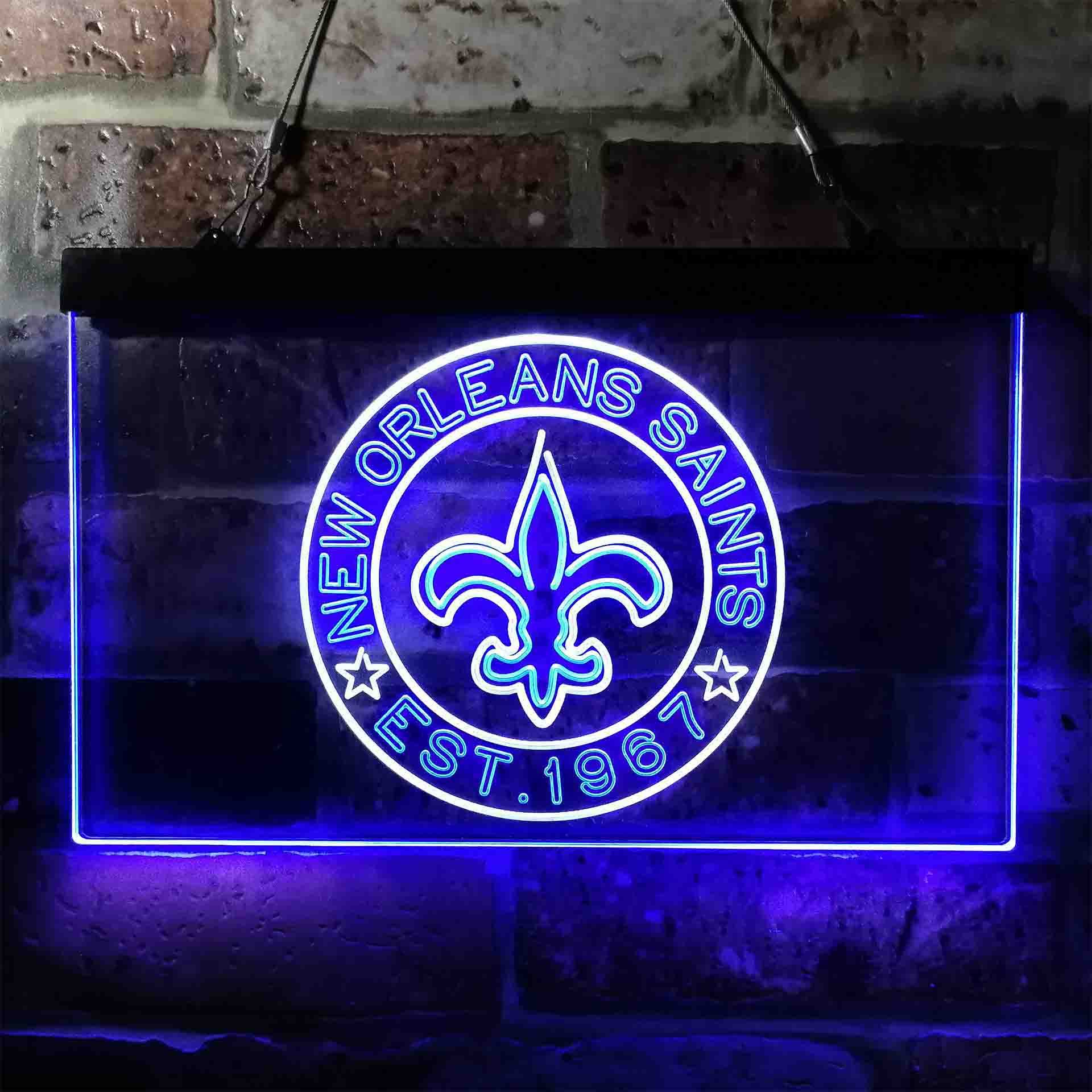 Personalized Custom Your Sport Team Saints Est. 1967 Dual Color LED Neon Sign ProLedSign