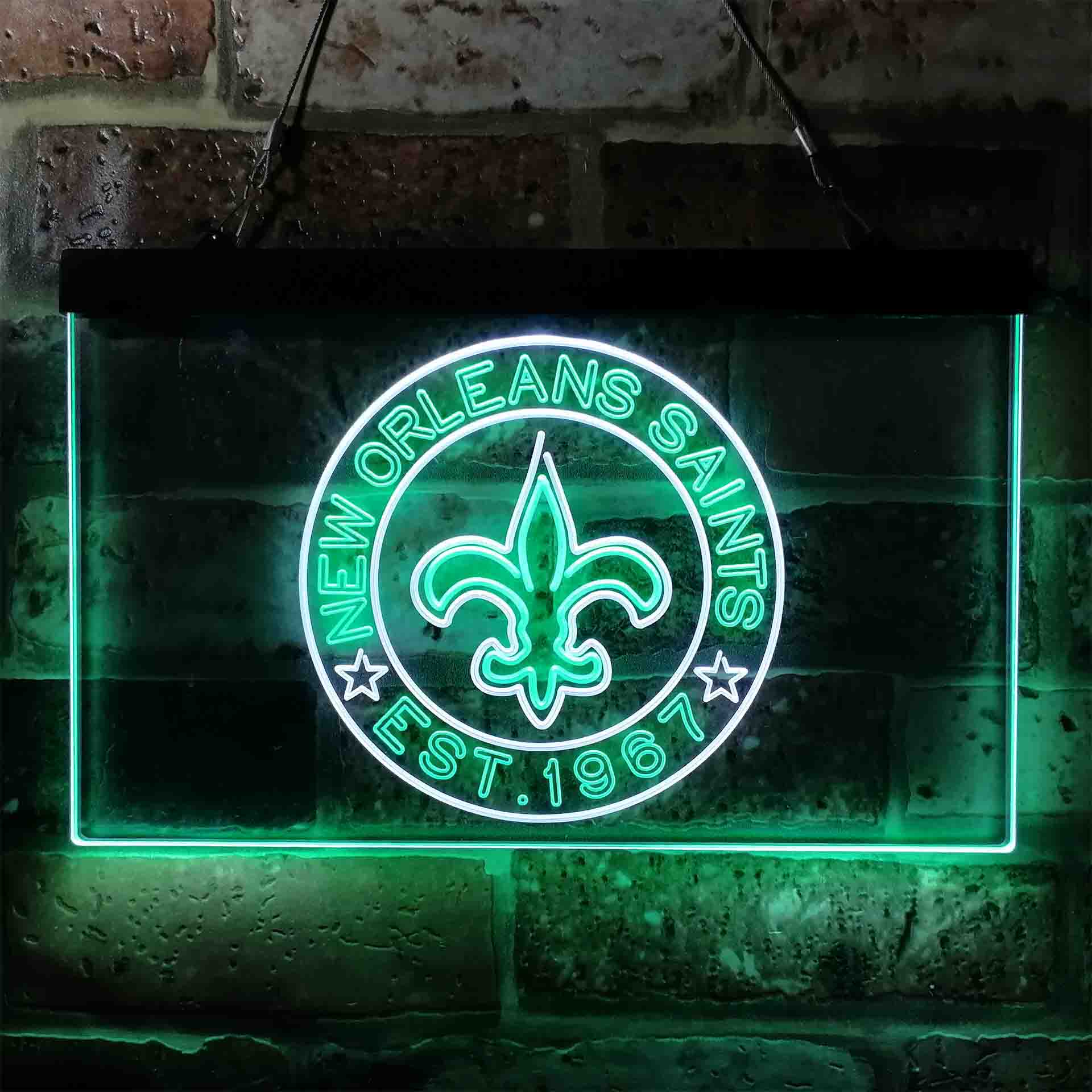 Personalized Custom Your Sport Team Saints Est. 1967 Dual Color LED Neon Sign ProLedSign