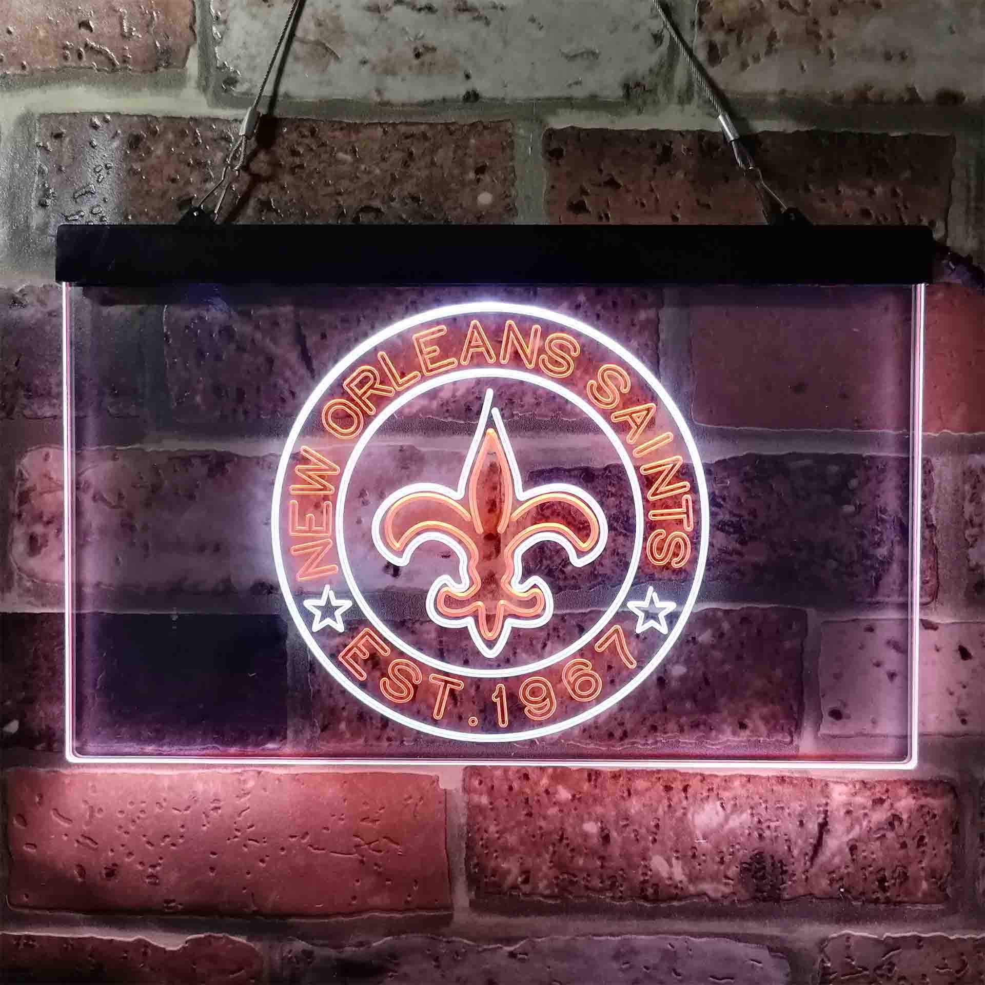 Personalized Custom Your Sport Team Saints Est. 1967 Dual Color LED Neon Sign ProLedSign