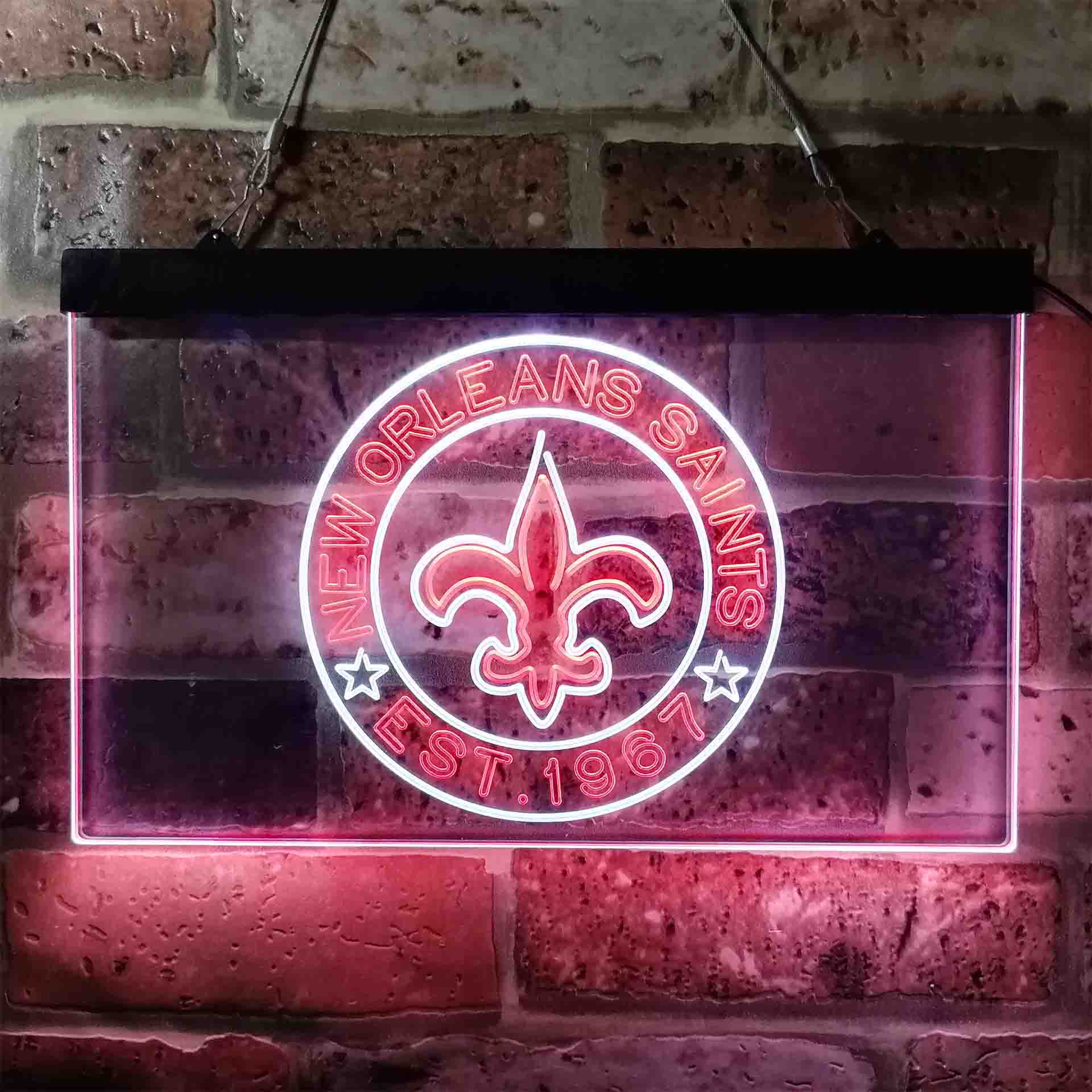 Personalized Custom Your Sport Team Saints Est. 1967 Dual Color LED Neon Sign ProLedSign