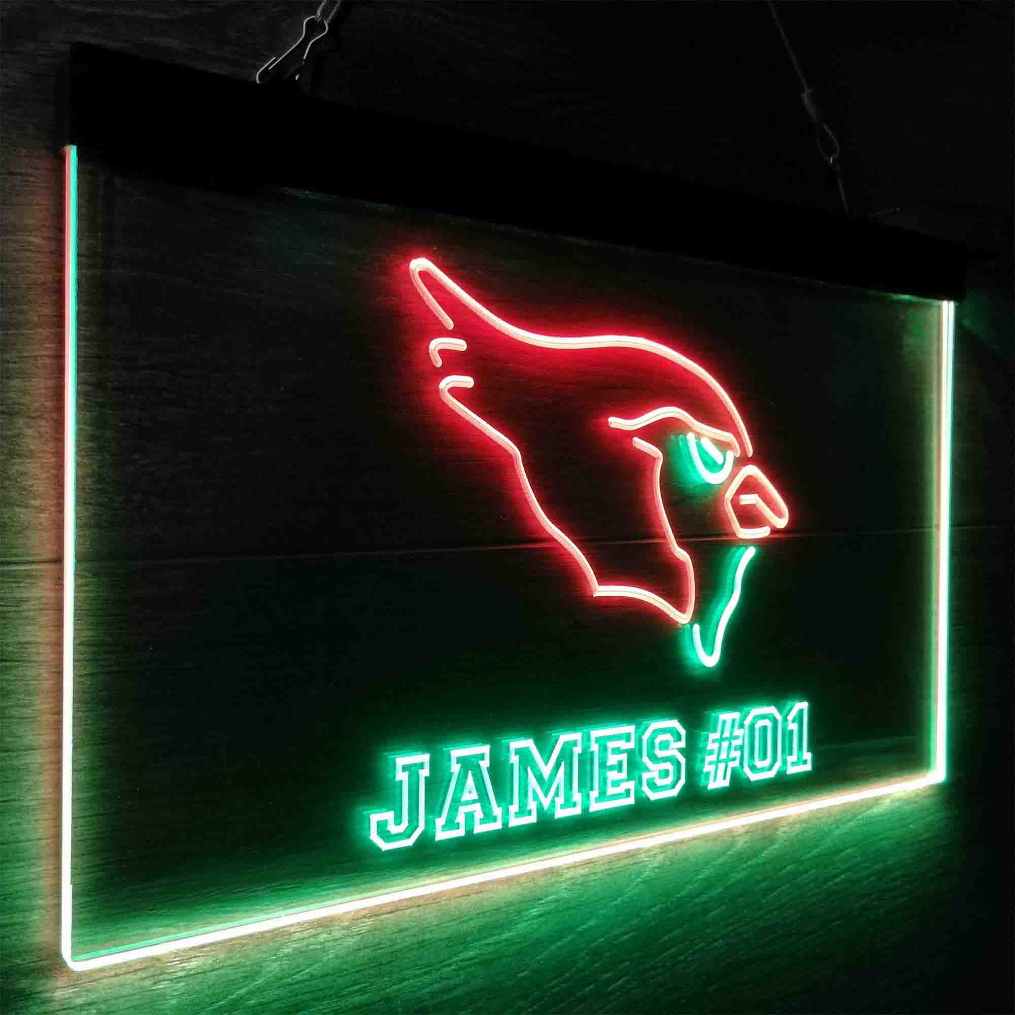 Personalized Arizona Cardinals Team Number Neon-Like LED Light Sign - ProLedSign