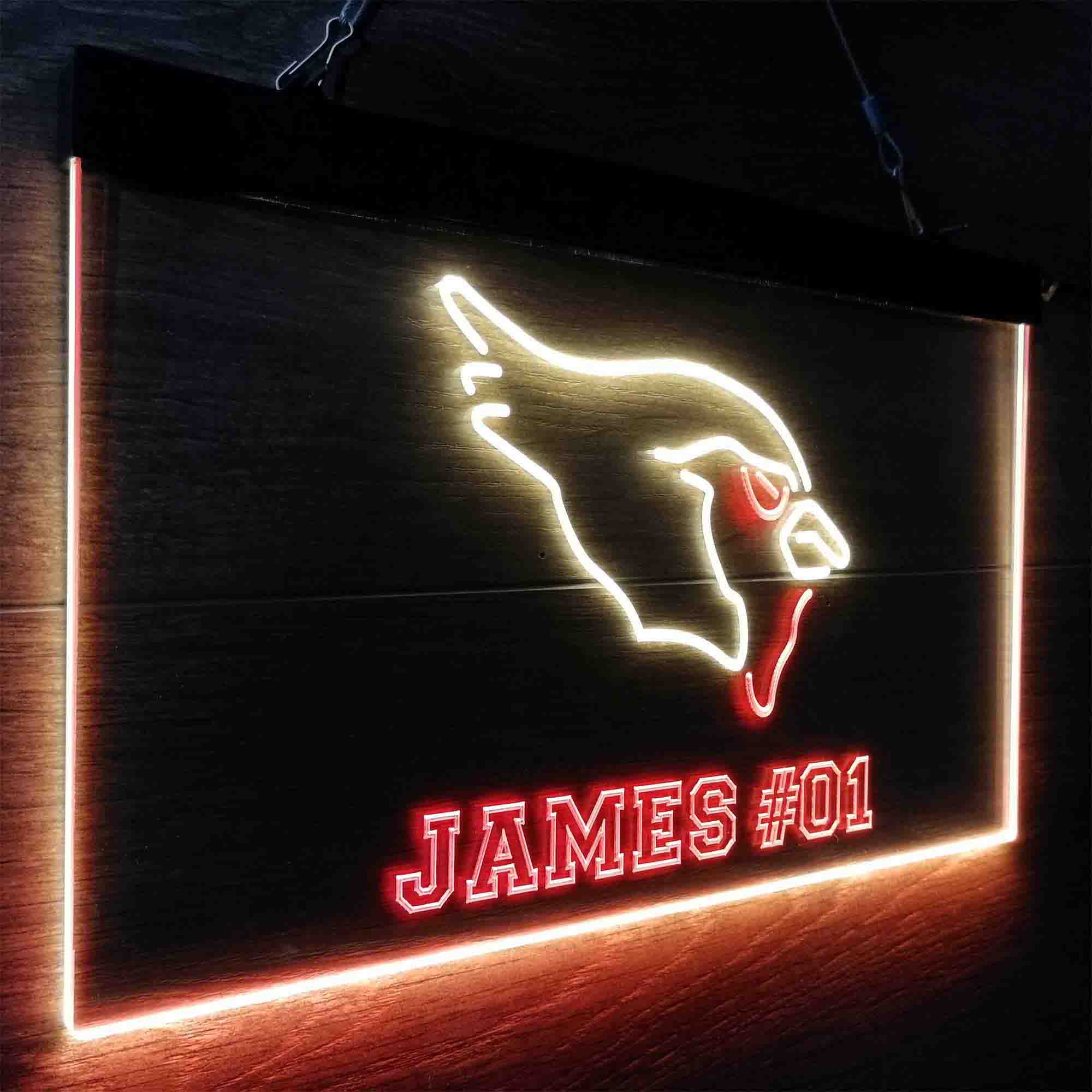 Personalized Arizona Cardinals Team Number Neon-Like LED Light Sign - ProLedSign