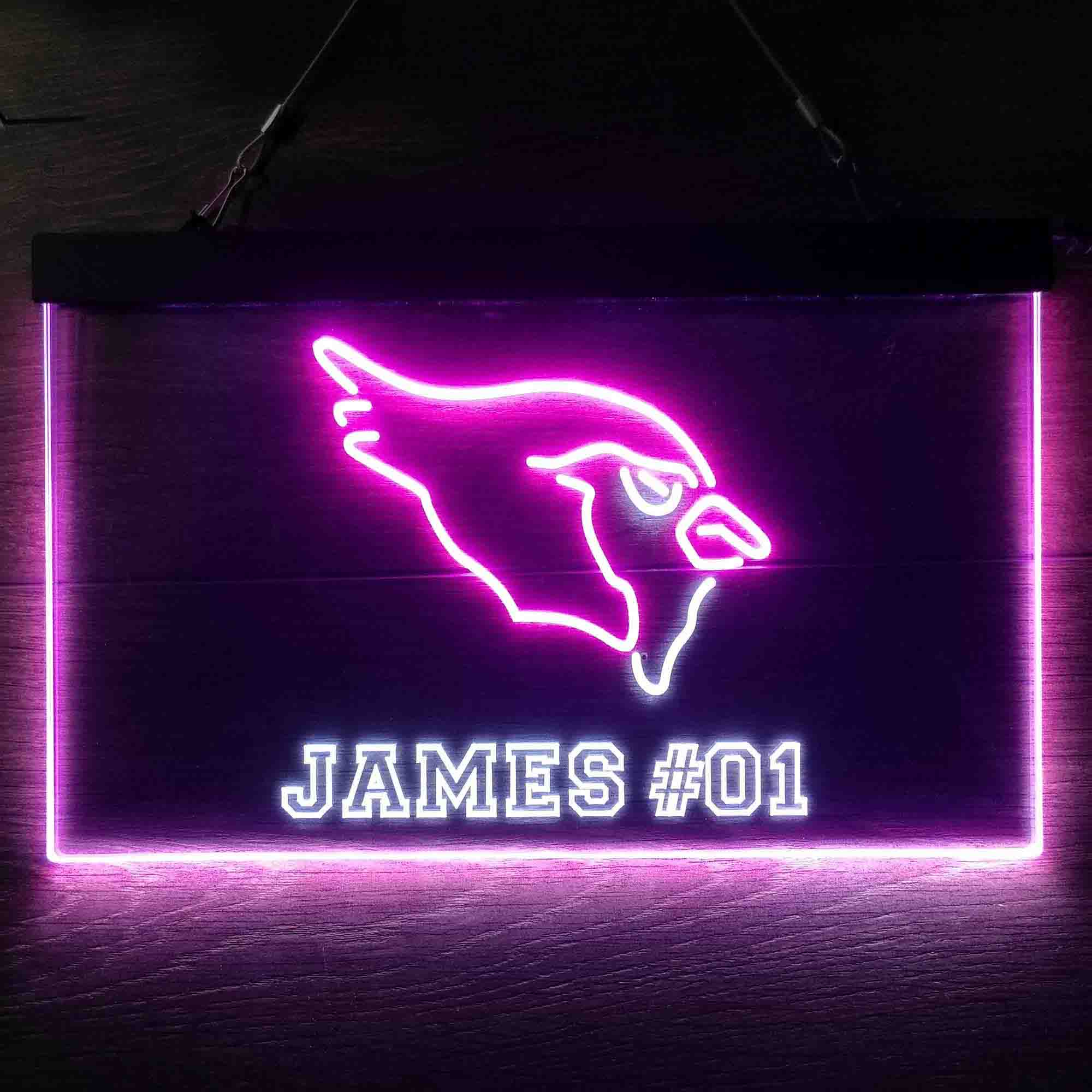 Personalized Arizona Cardinals Team Number Neon-Like LED Light Sign - ProLedSign