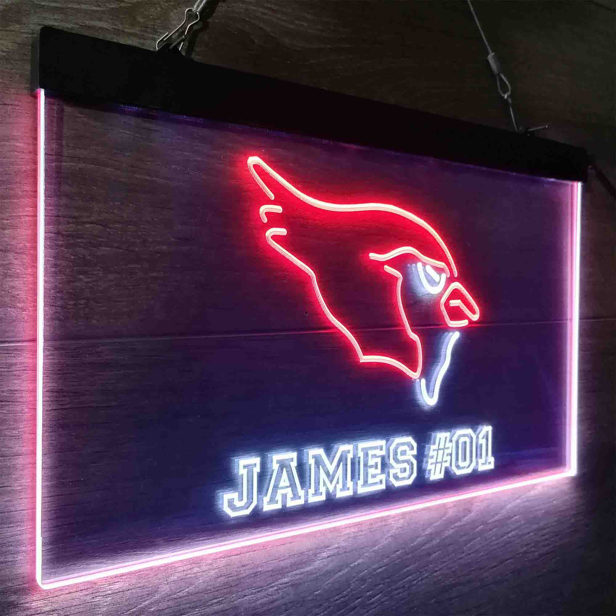 Personalized Arizona Cardinals Team Number Neon-Like LED Light Sign - ProLedSign