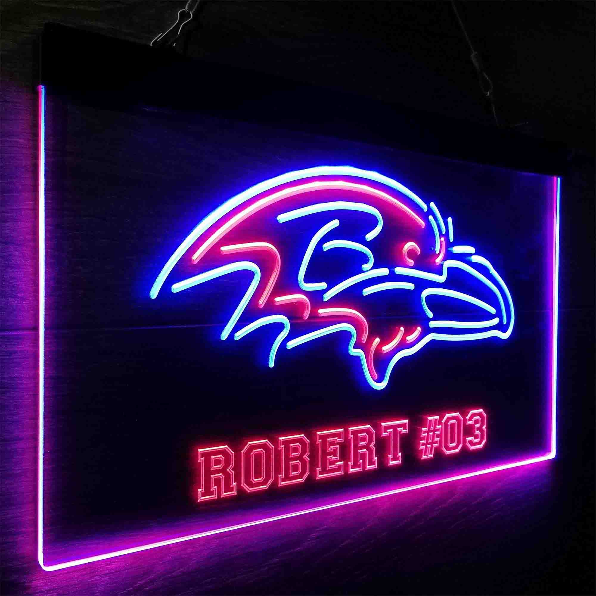 Personalized Baltimore Ravens Team Number Neon-Like LED Sign - ProLedSign