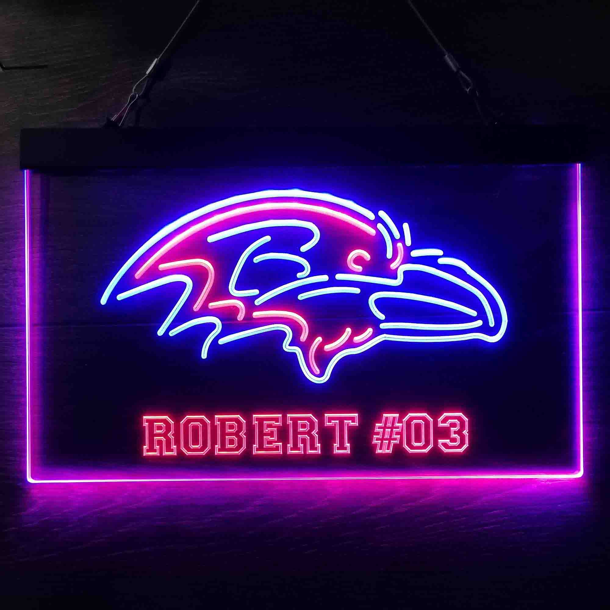 Personalized Baltimore Ravens Team Number Neon-Like LED Sign - ProLedSign