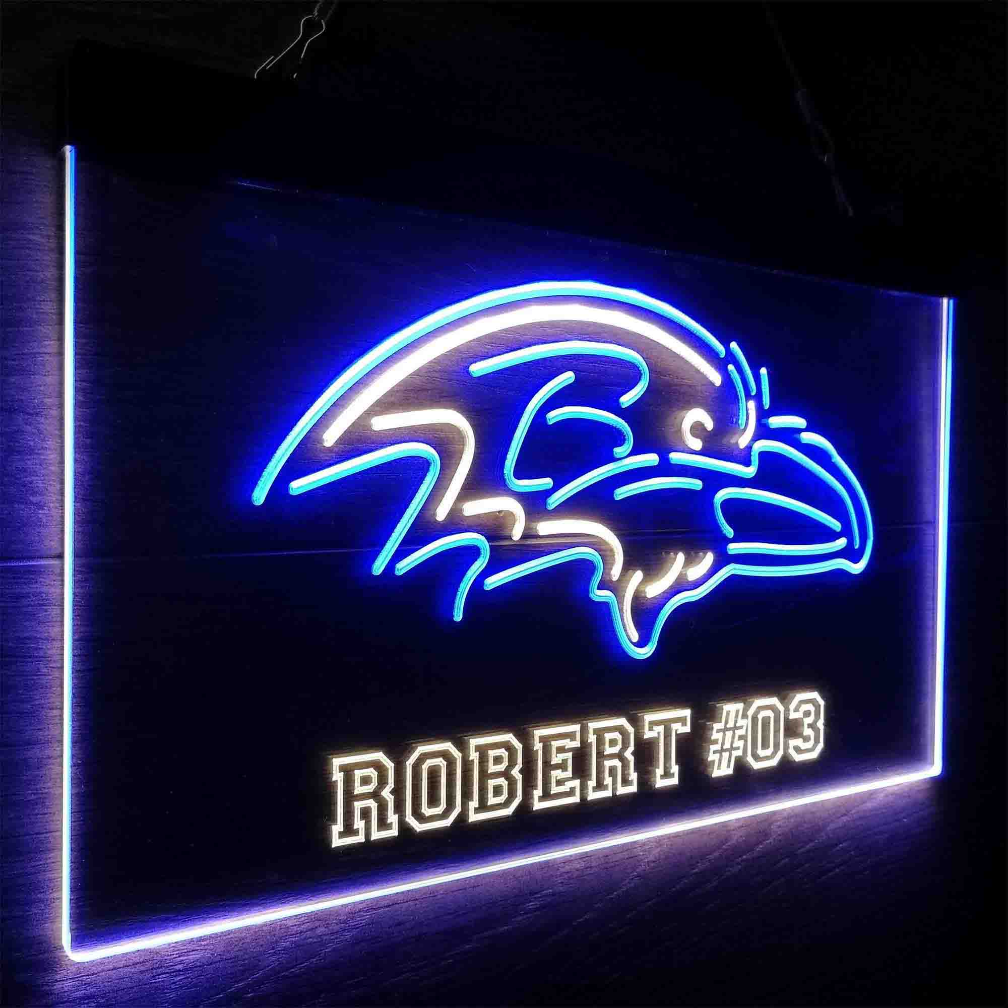 Personalized Baltimore Ravens Team Number Neon-Like LED Sign - ProLedSign