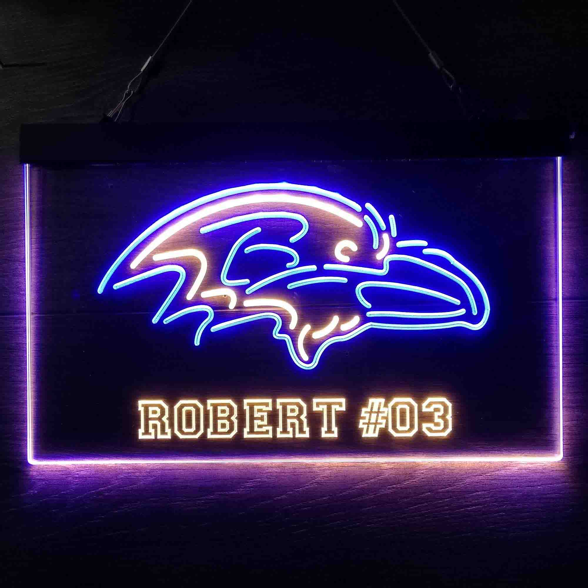 Personalized Baltimore Ravens Team Number Neon-Like LED Sign - ProLedSign