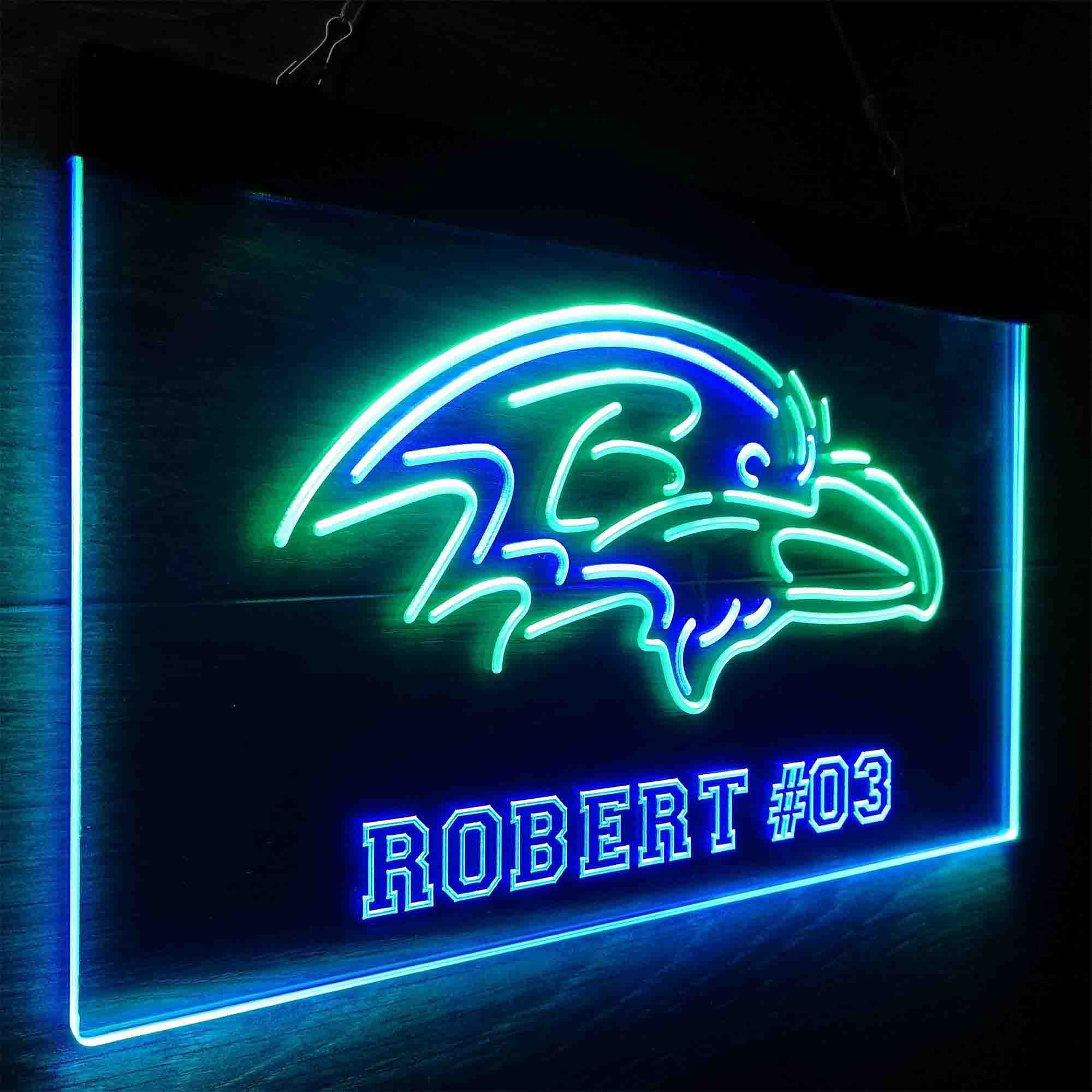 Personalized Baltimore Ravens Team Number Neon-Like LED Sign - ProLedSign