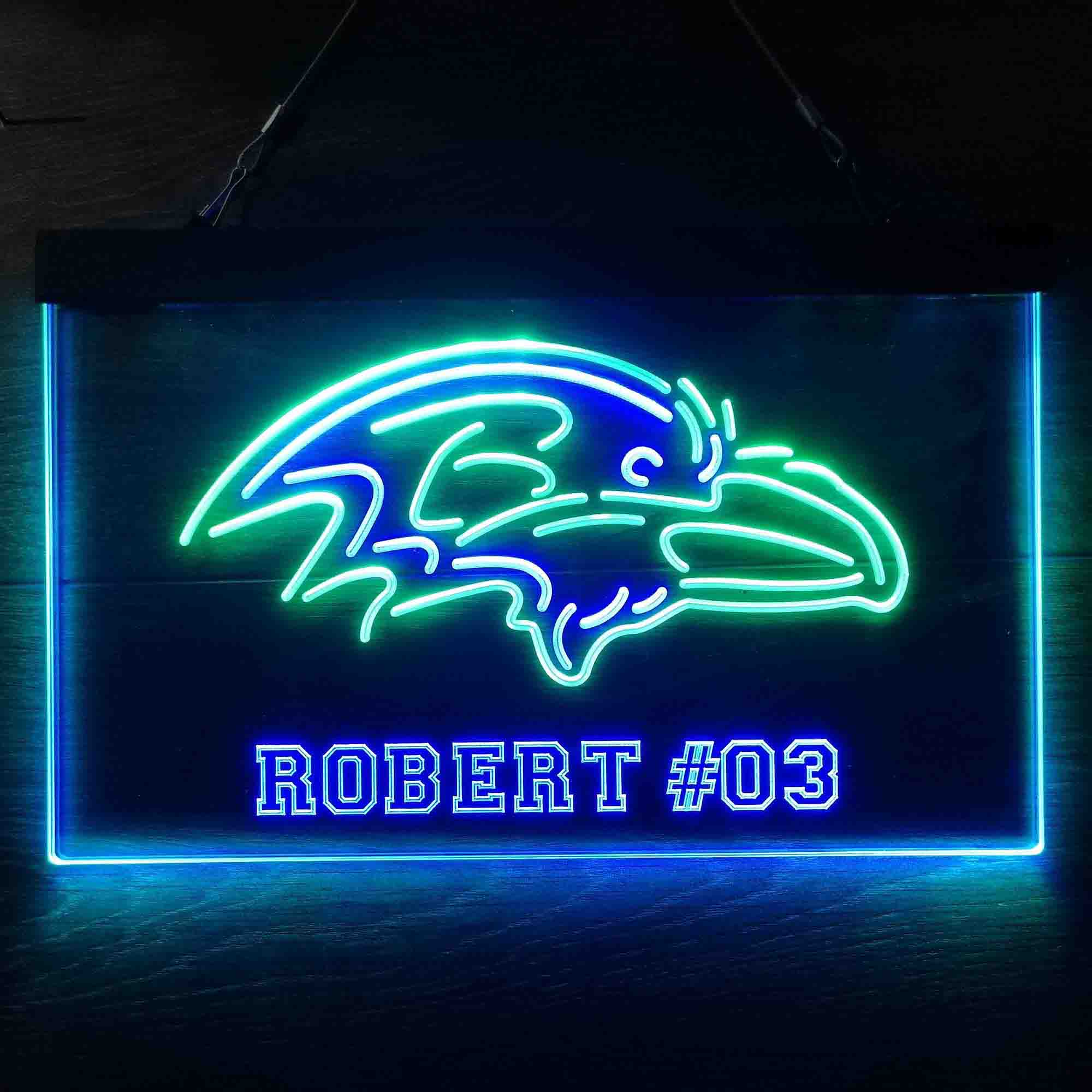 Personalized Baltimore Ravens Team Number Neon-Like LED Sign - ProLedSign