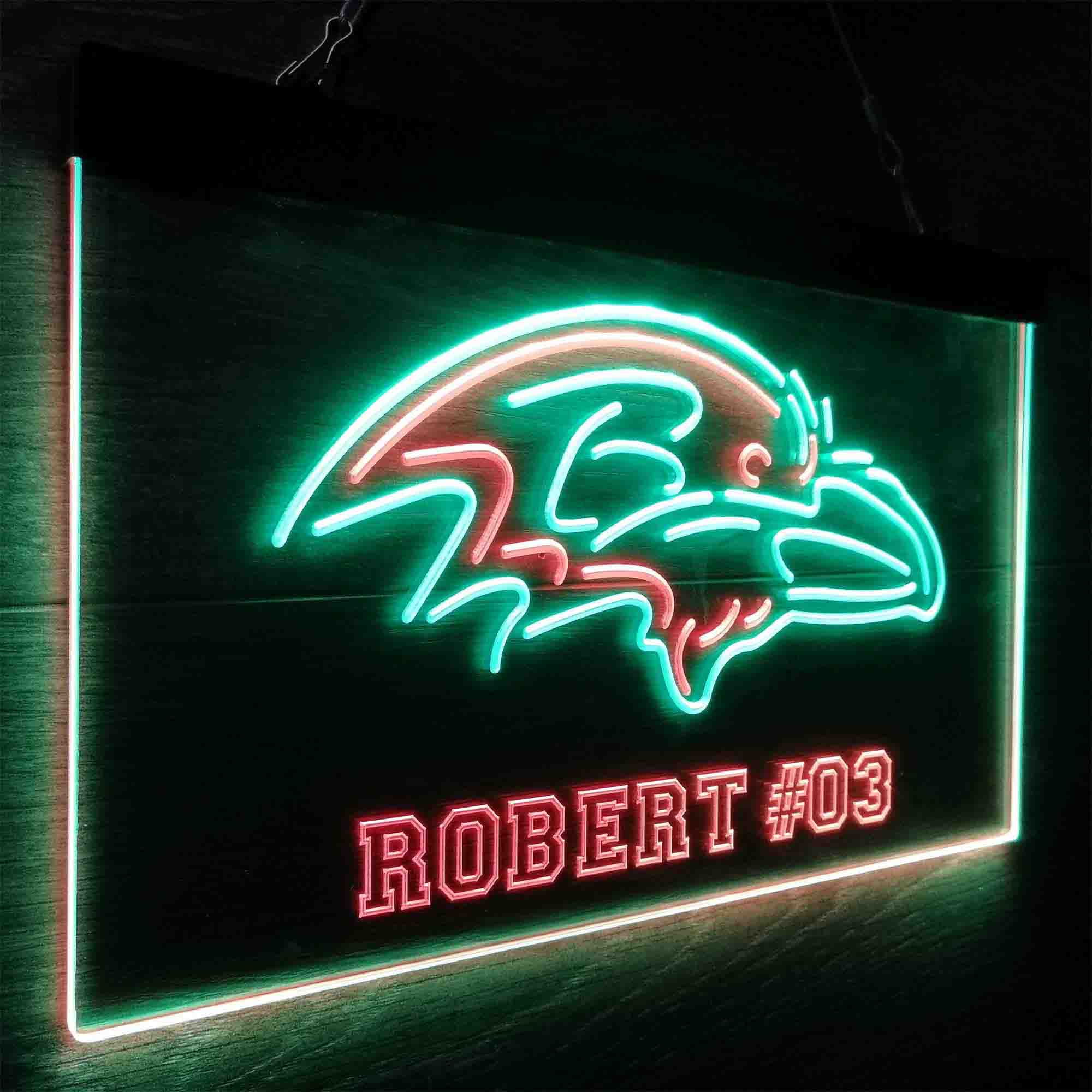 Personalized Baltimore Ravens Team Number Neon-Like LED Sign - ProLedSign