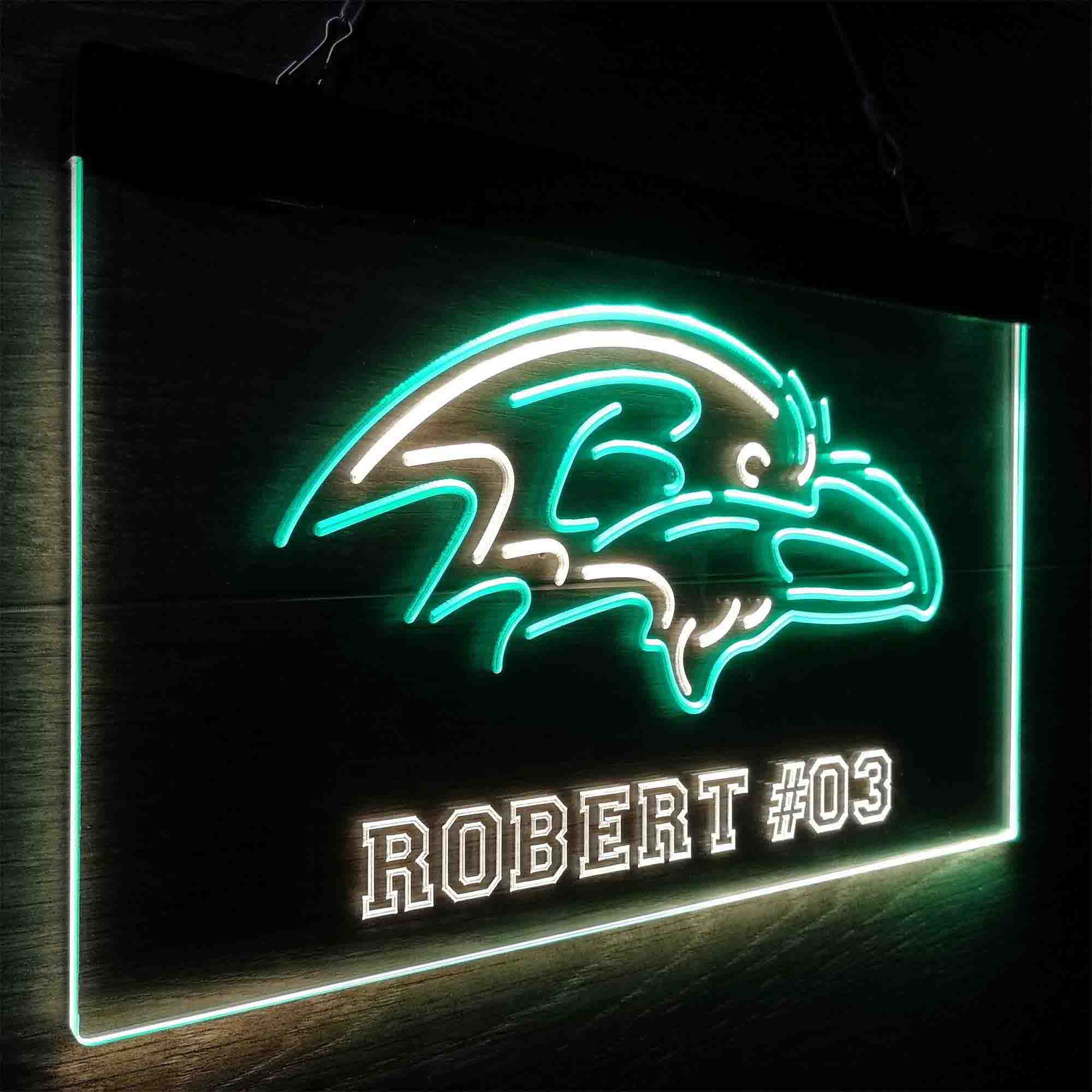 Personalized Baltimore Ravens Team Number Neon-Like LED Sign - ProLedSign