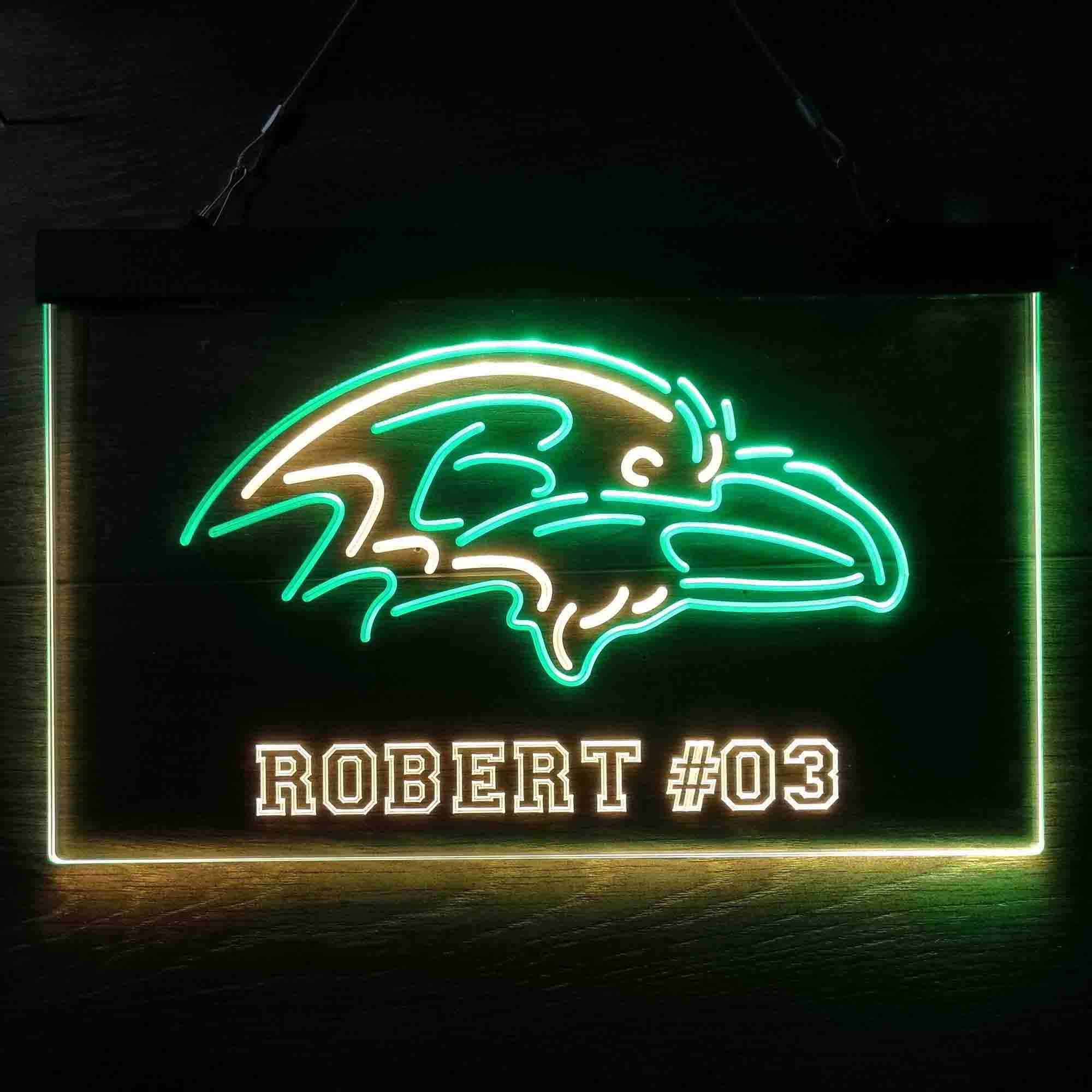 Personalized Baltimore Ravens Team Number Neon-Like LED Sign - ProLedSign