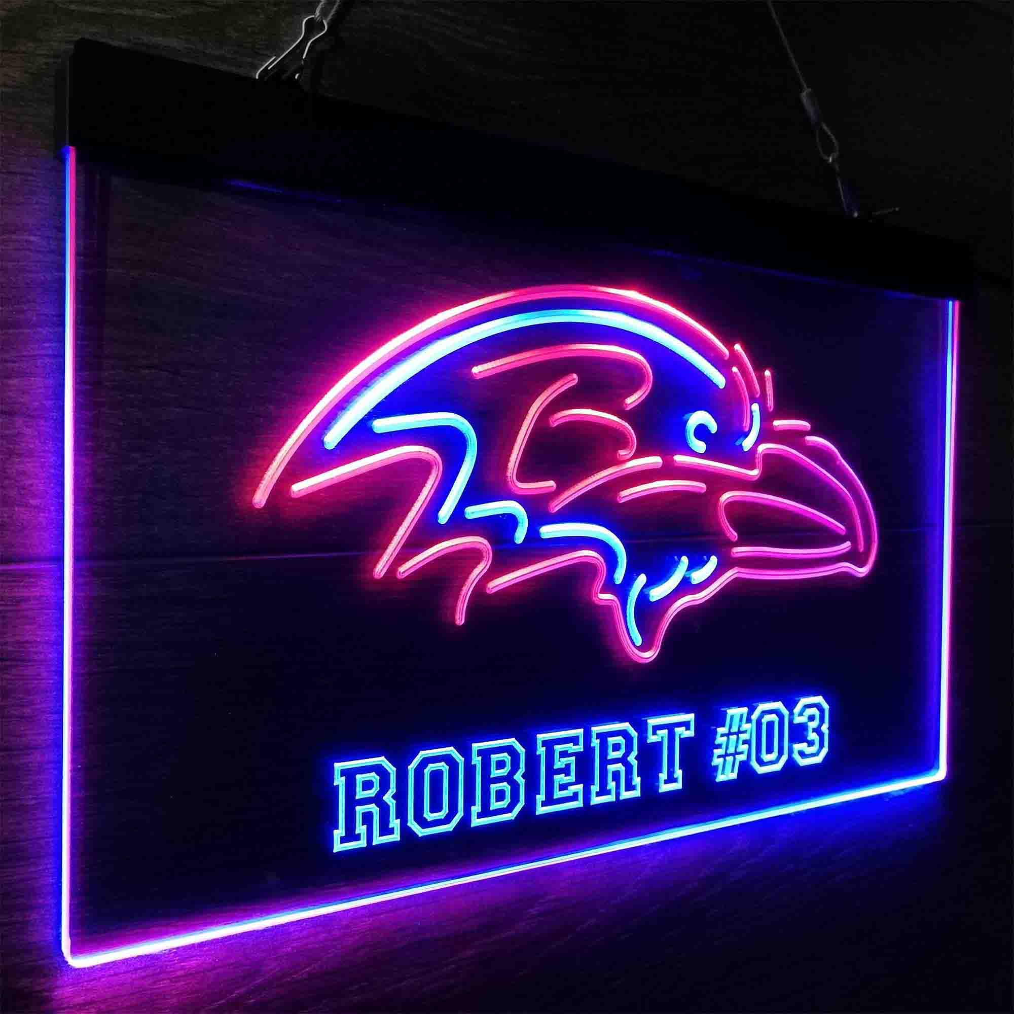 Personalized Baltimore Ravens Team Number Neon-Like LED Sign - ProLedSign