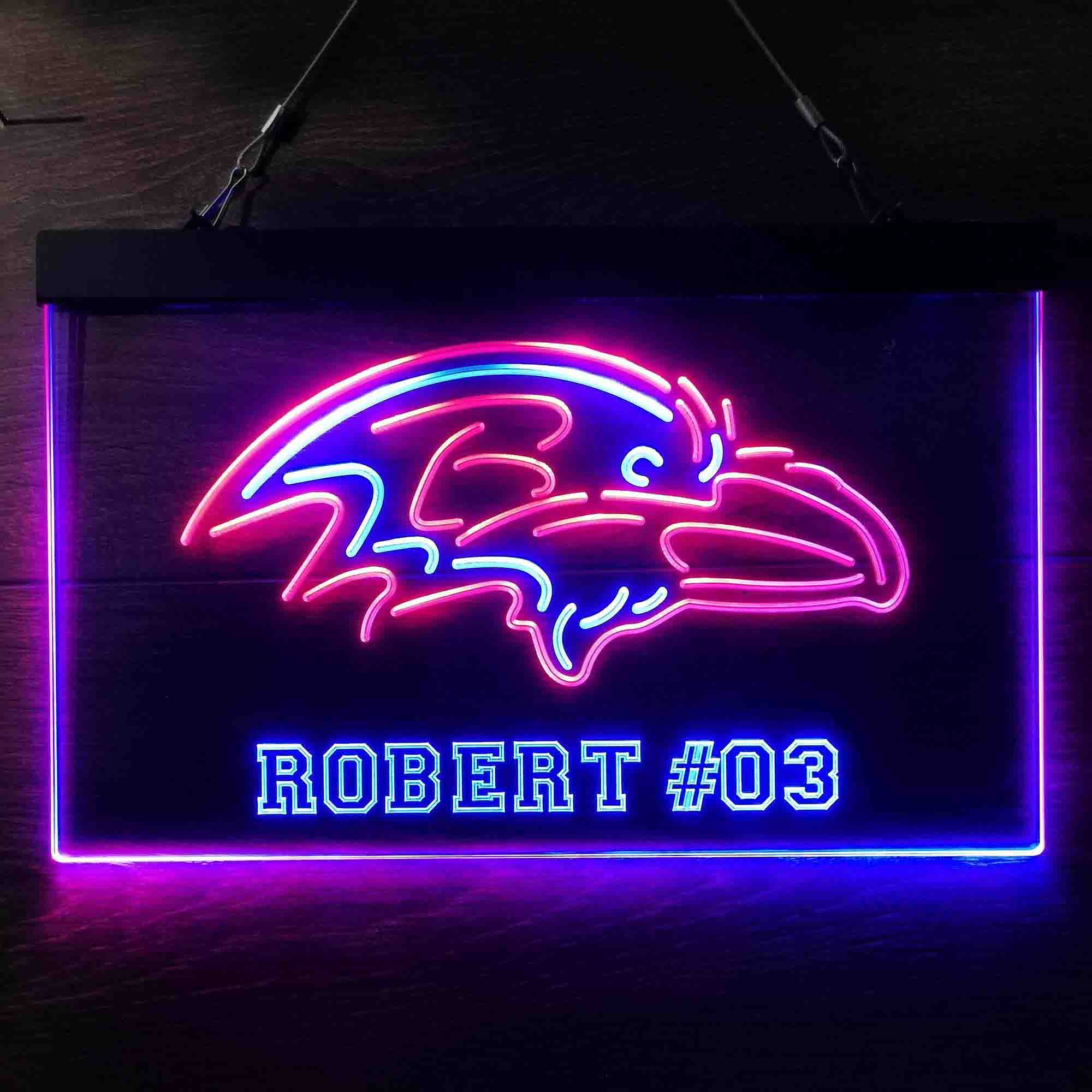 Personalized Baltimore Ravens Team Number Neon-Like LED Sign - ProLedSign