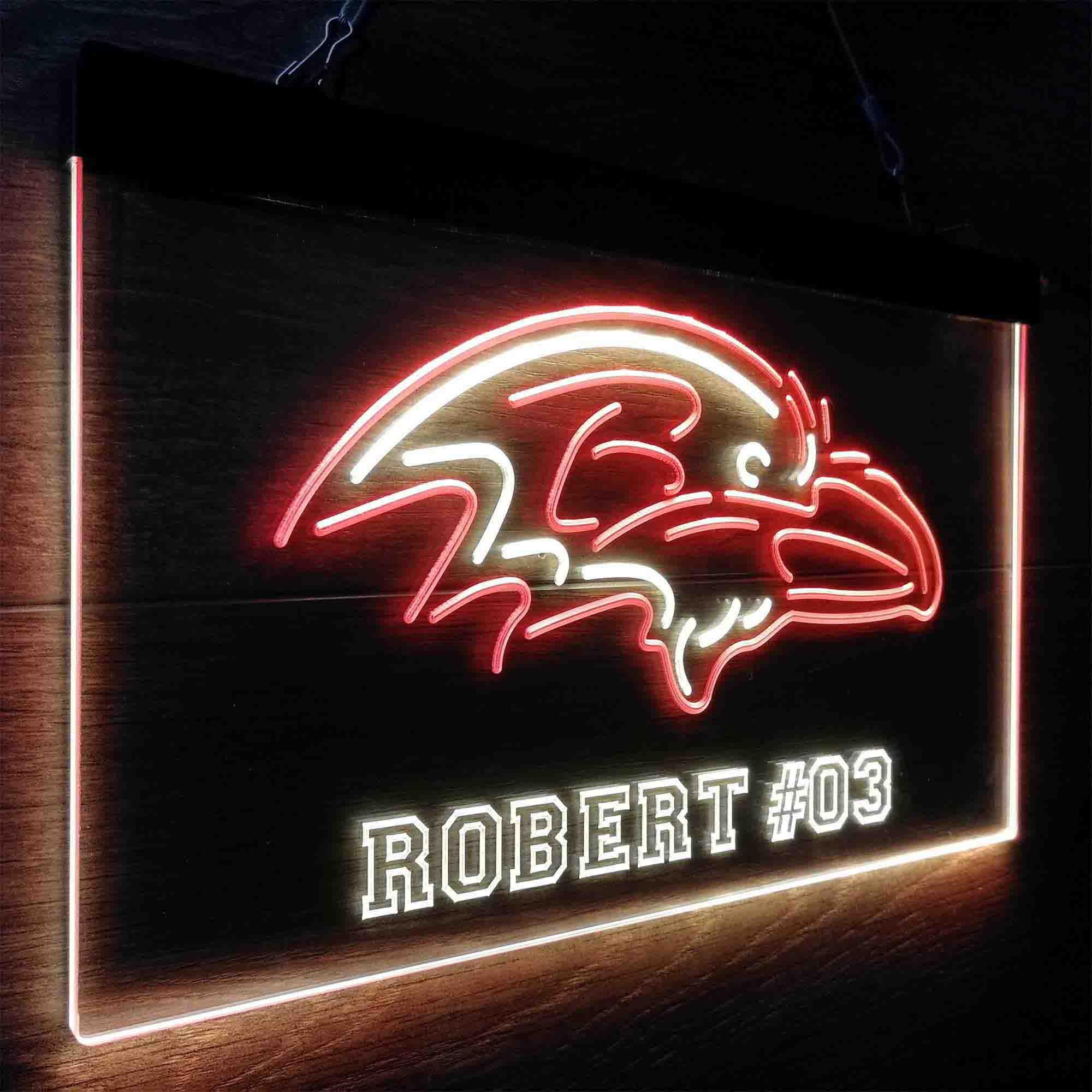 Personalized Baltimore Ravens Team Number Neon-Like LED Sign - ProLedSign