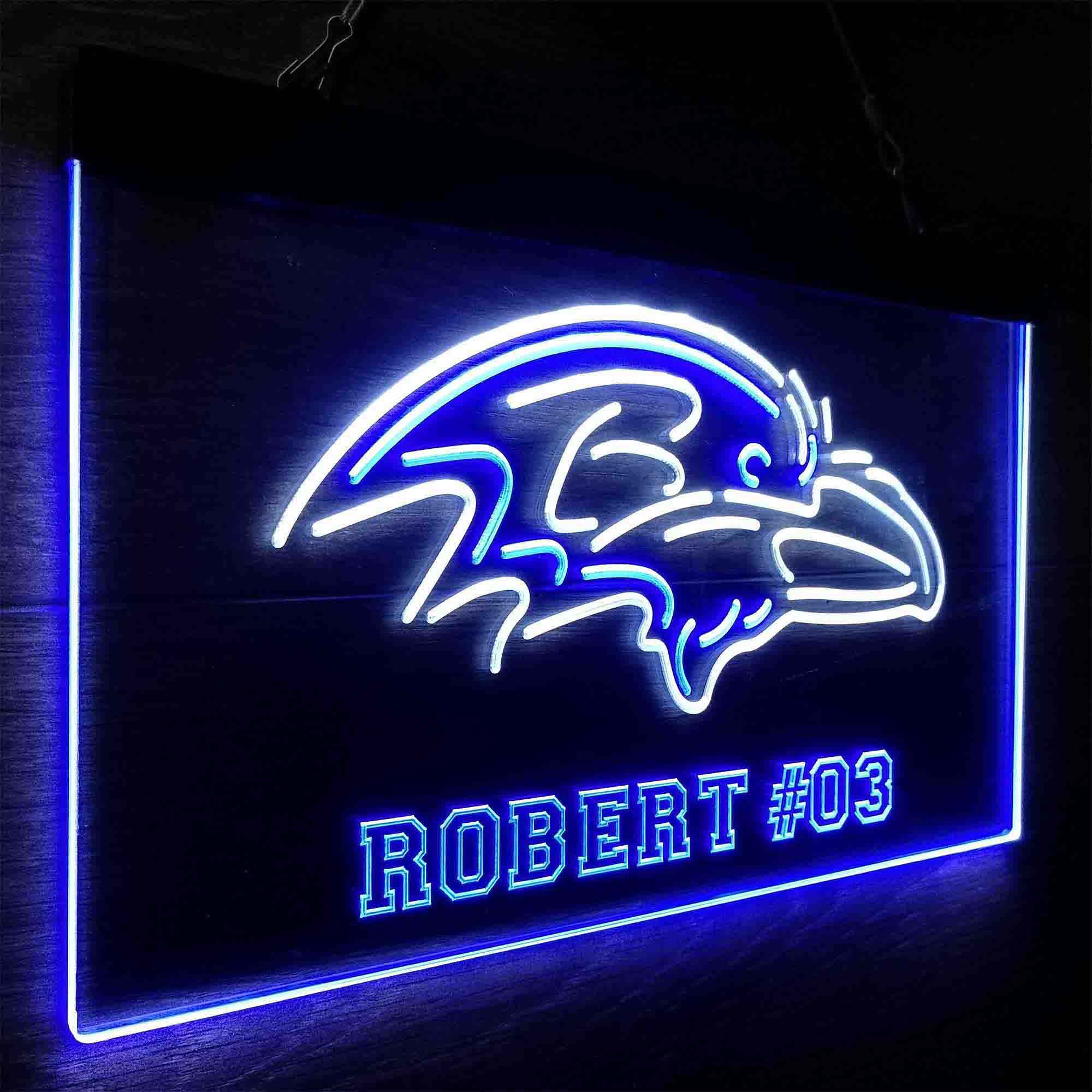 Personalized Baltimore Ravens Team Number Neon-Like LED Sign - ProLedSign