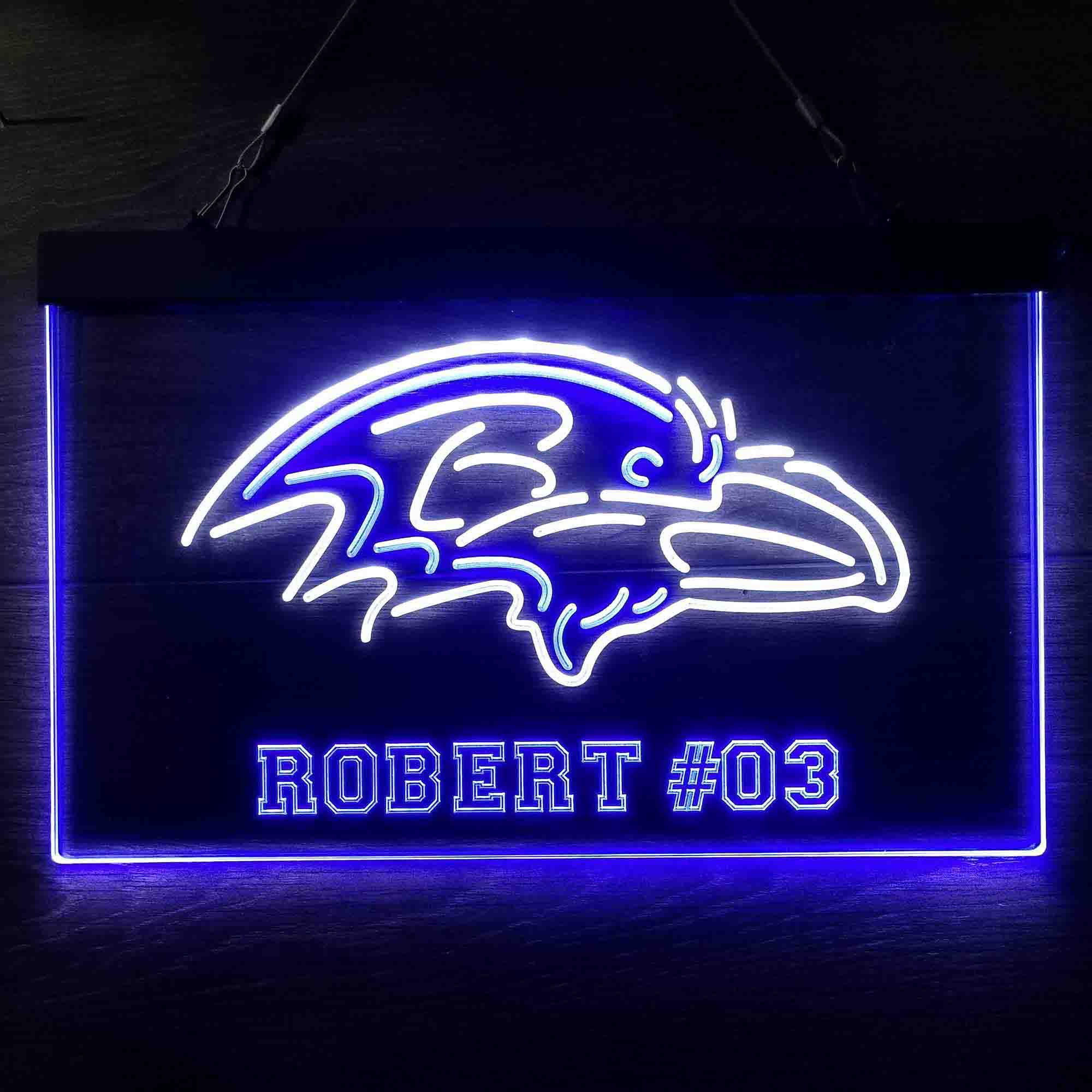 Personalized Baltimore Ravens Team Number Neon-Like LED Sign - ProLedSign