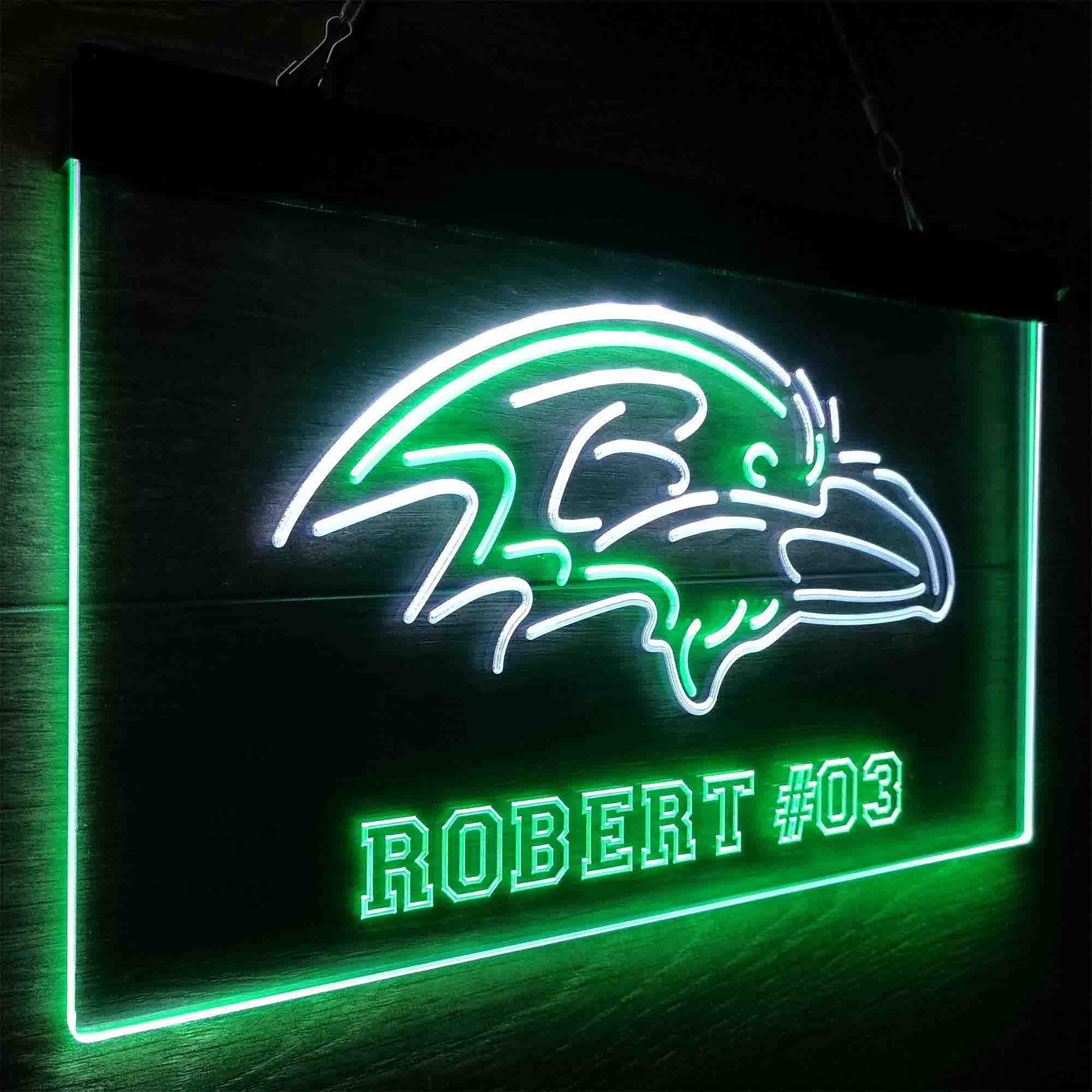 Personalized Baltimore Ravens Team Number Neon-Like LED Sign - ProLedSign