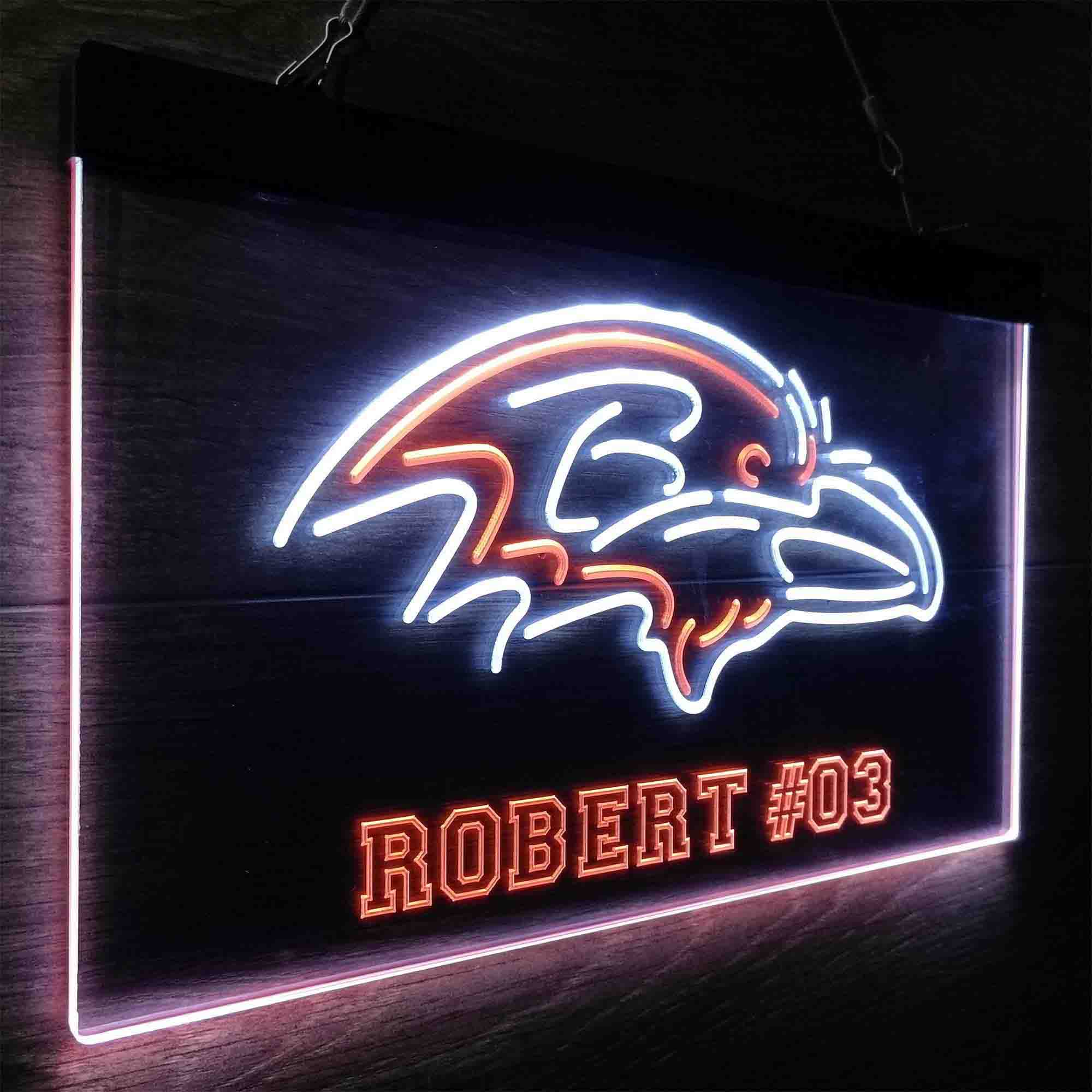 Personalized Baltimore Ravens Team Number Neon-Like LED Sign - ProLedSign