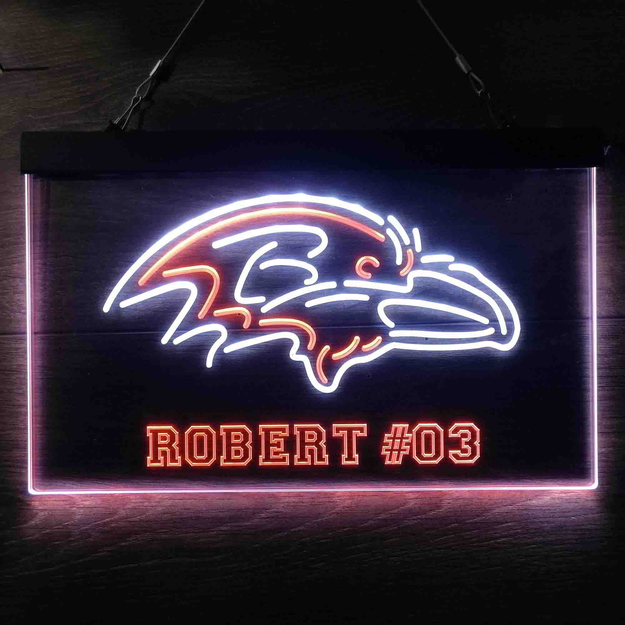 Personalized Baltimore Ravens Team Number Neon-Like LED Sign - ProLedSign