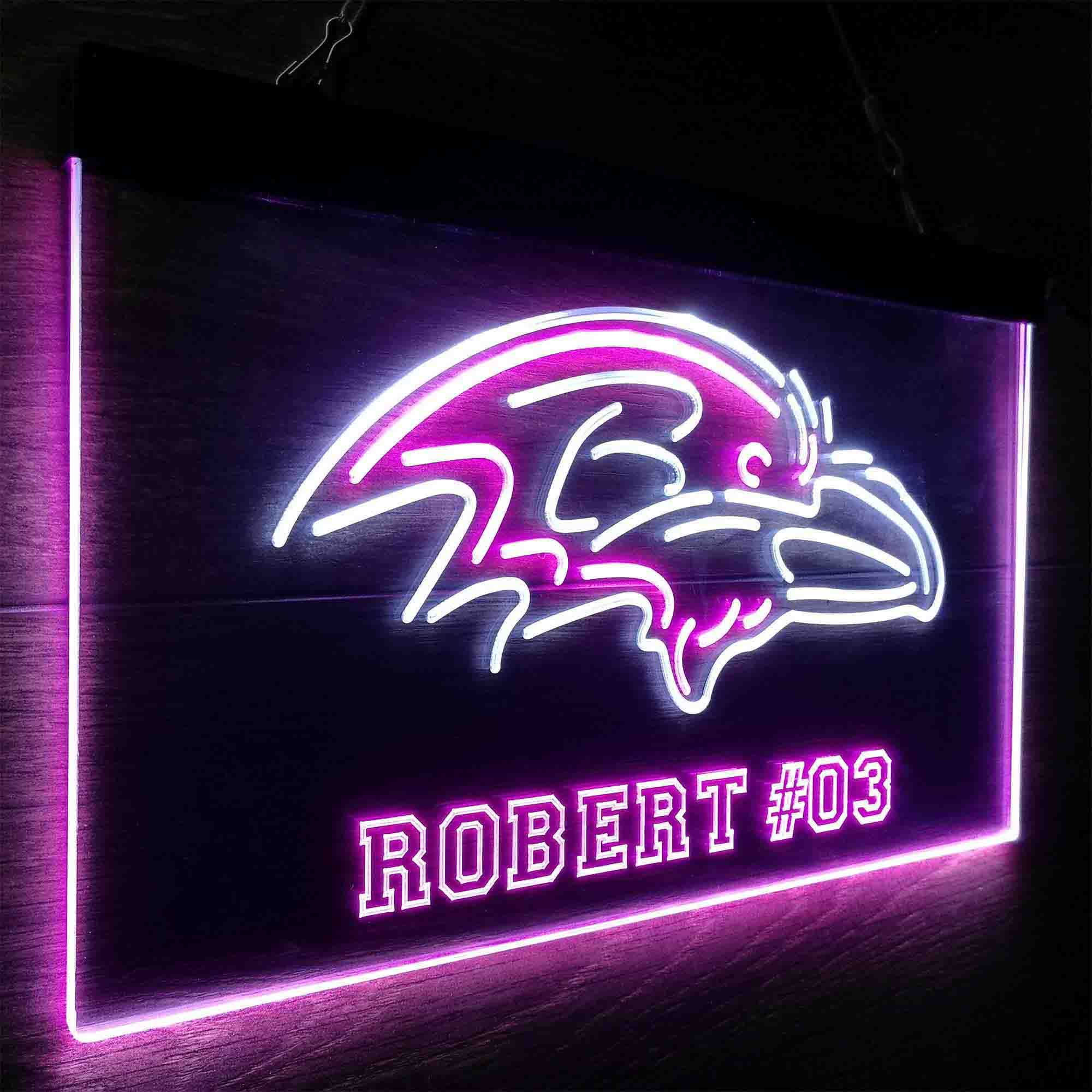 Personalized Baltimore Ravens Team Number Neon-Like LED Sign - ProLedSign