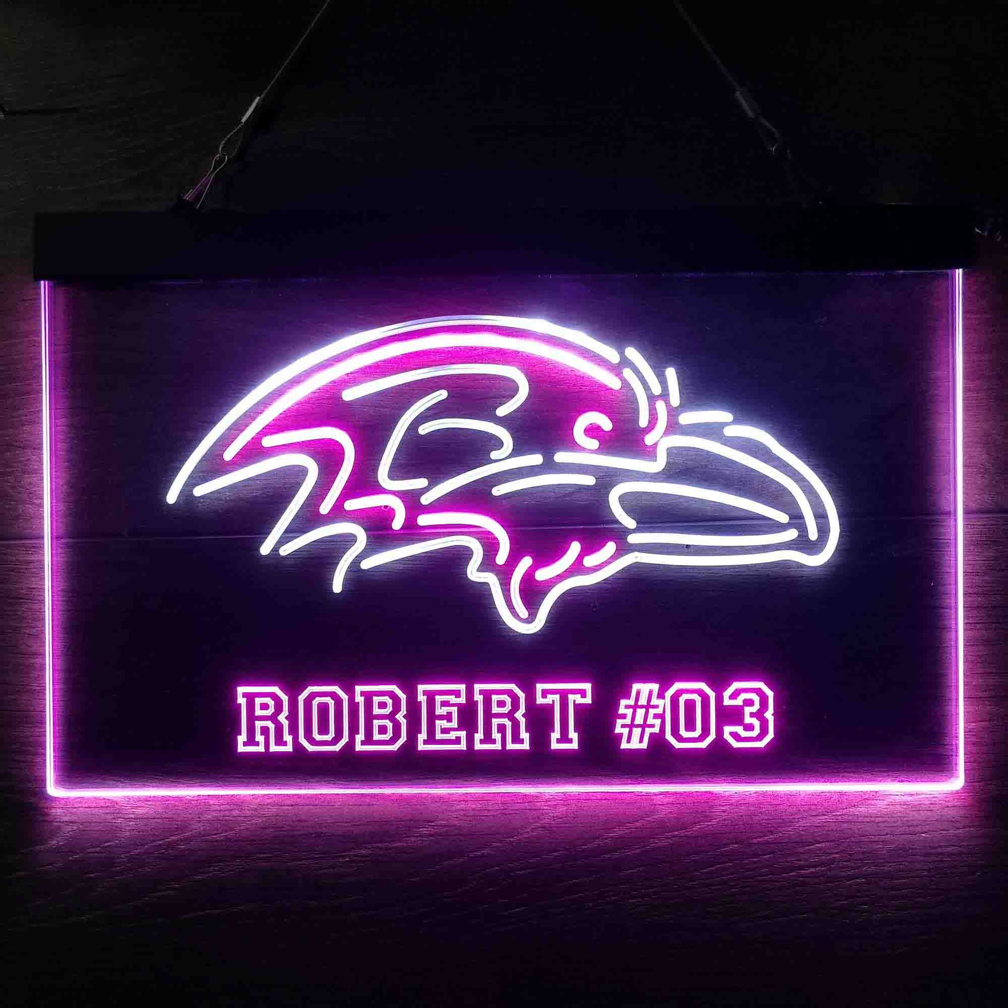 Personalized Baltimore Ravens Team Number Neon-Like LED Sign - ProLedSign