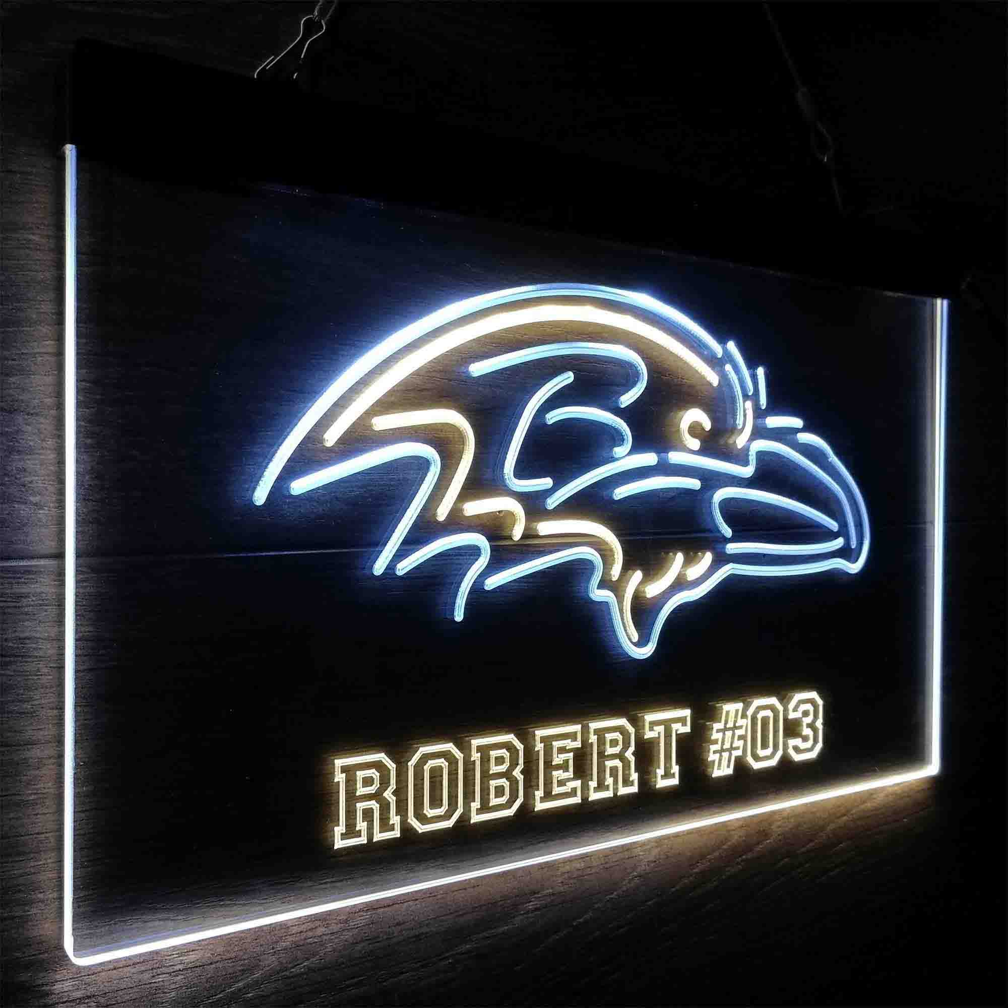 Personalized Baltimore Ravens Team Number Neon-Like LED Sign - ProLedSign