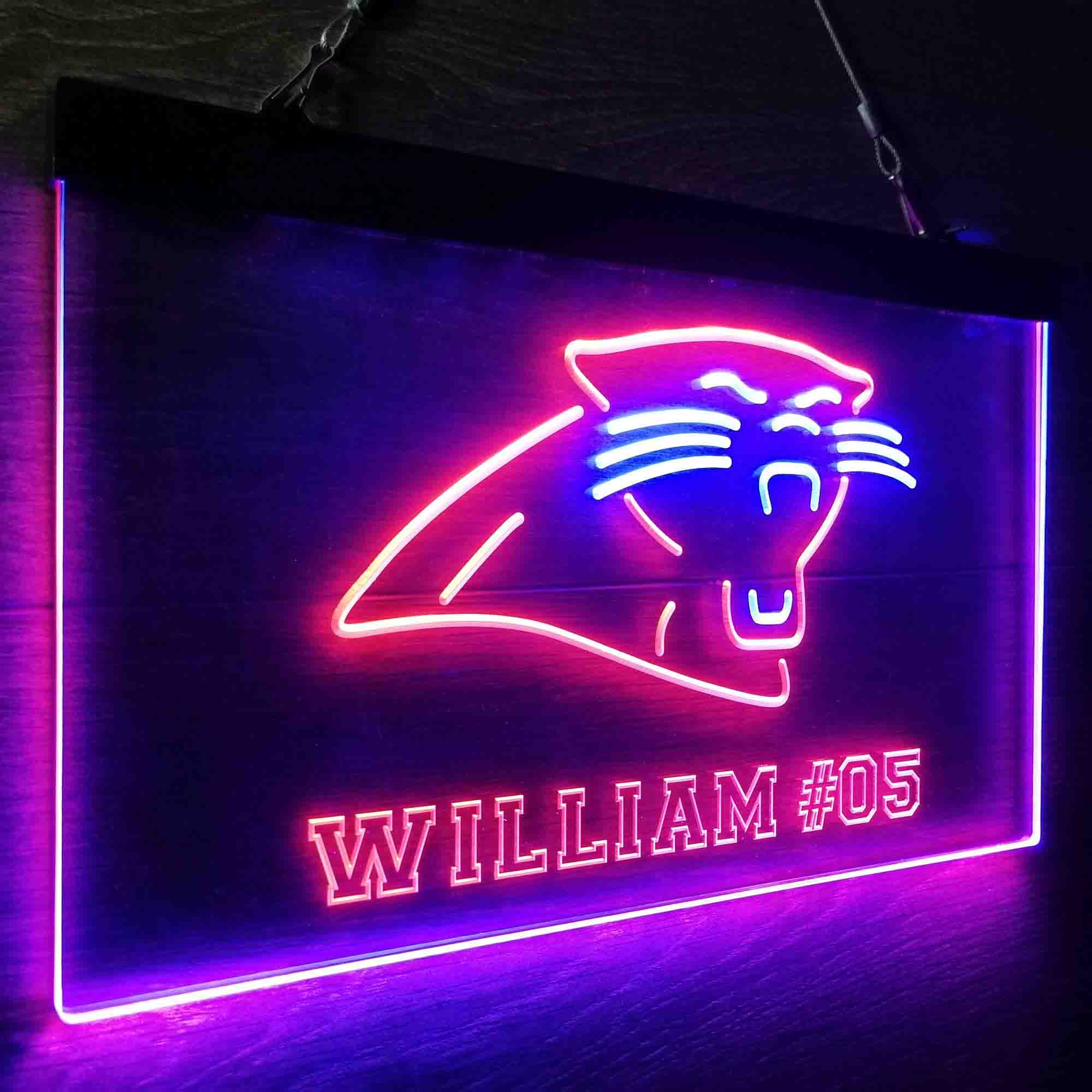 Personalized Carolina Panthers Team Number Neon-Like LED Sign - ProLedSign