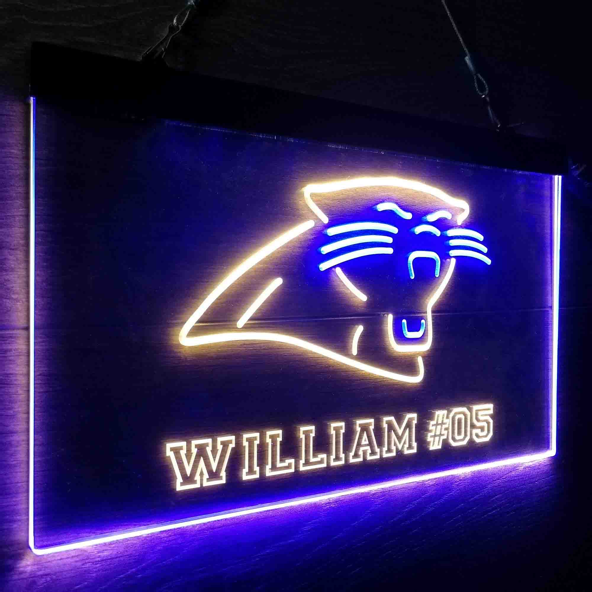 Personalized Carolina Panthers Team Number Neon-Like LED Sign - ProLedSign