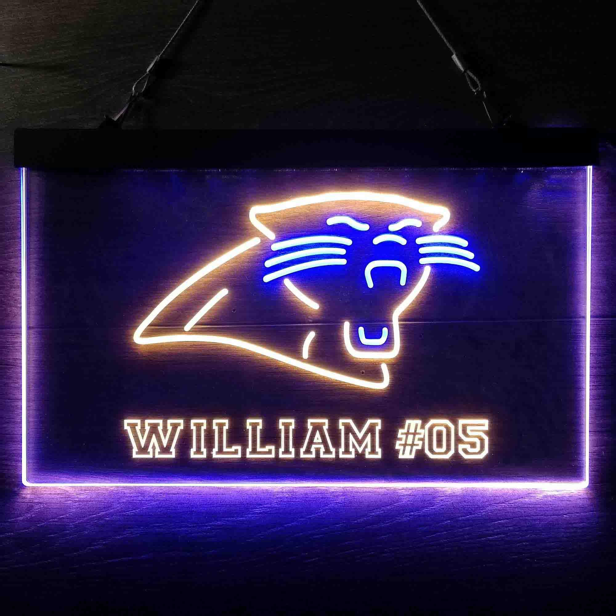 Personalized Carolina Panthers Team Number Neon-Like LED Sign - ProLedSign