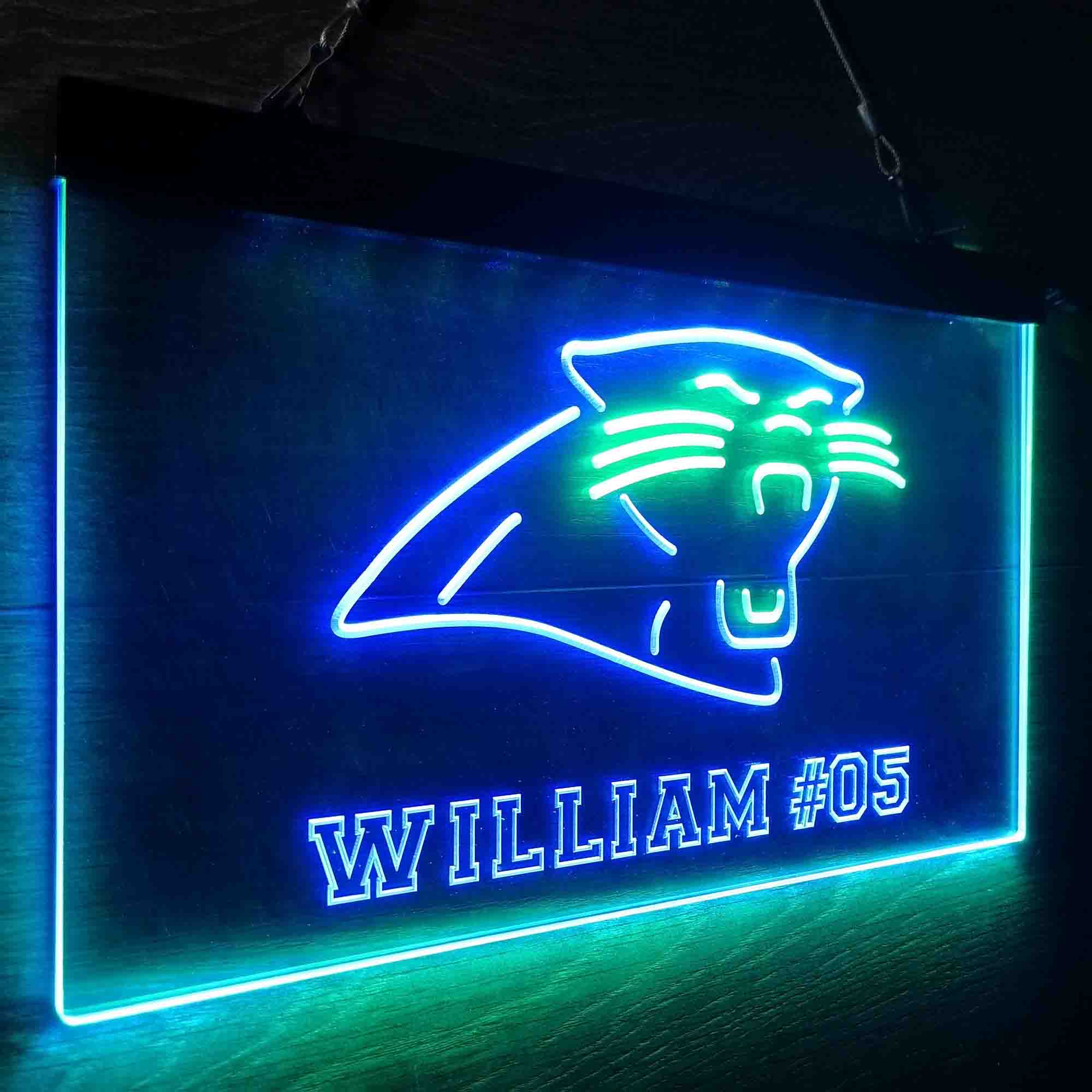 Personalized Carolina Panthers Team Number Neon-Like LED Sign - ProLedSign