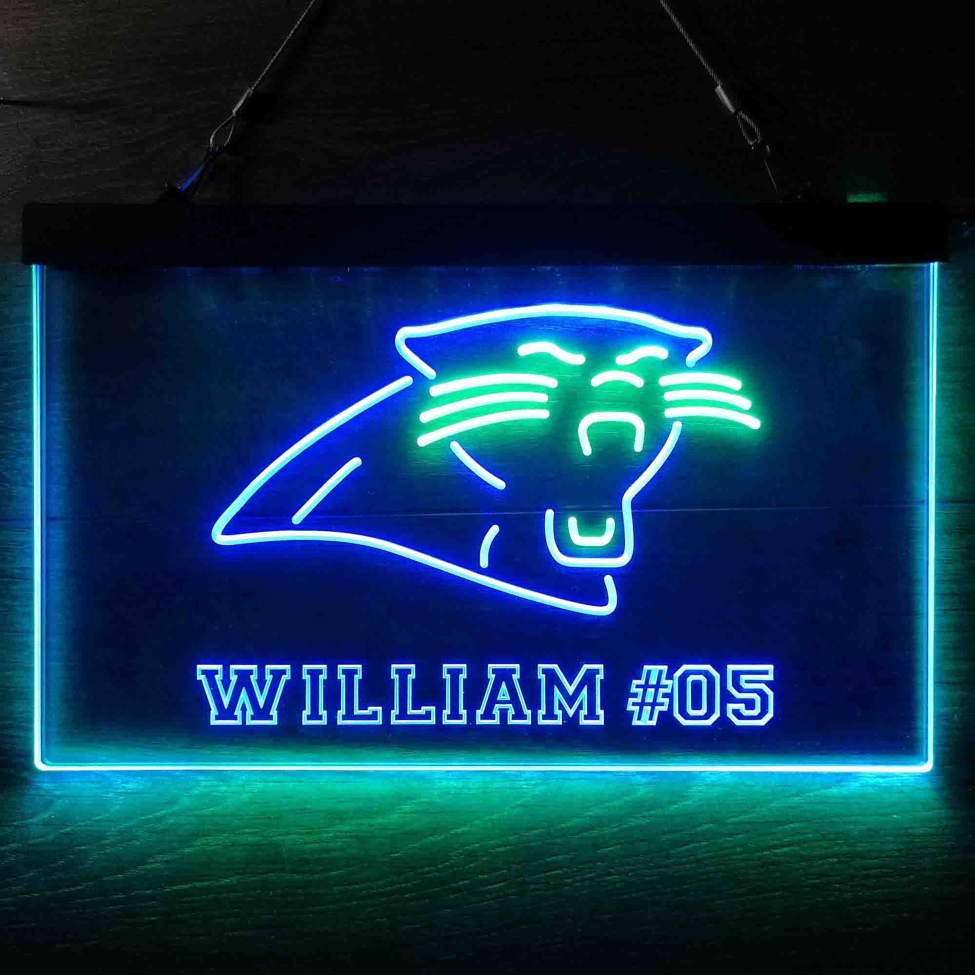 Personalized Carolina Panthers Team Number Neon-Like LED Sign - ProLedSign