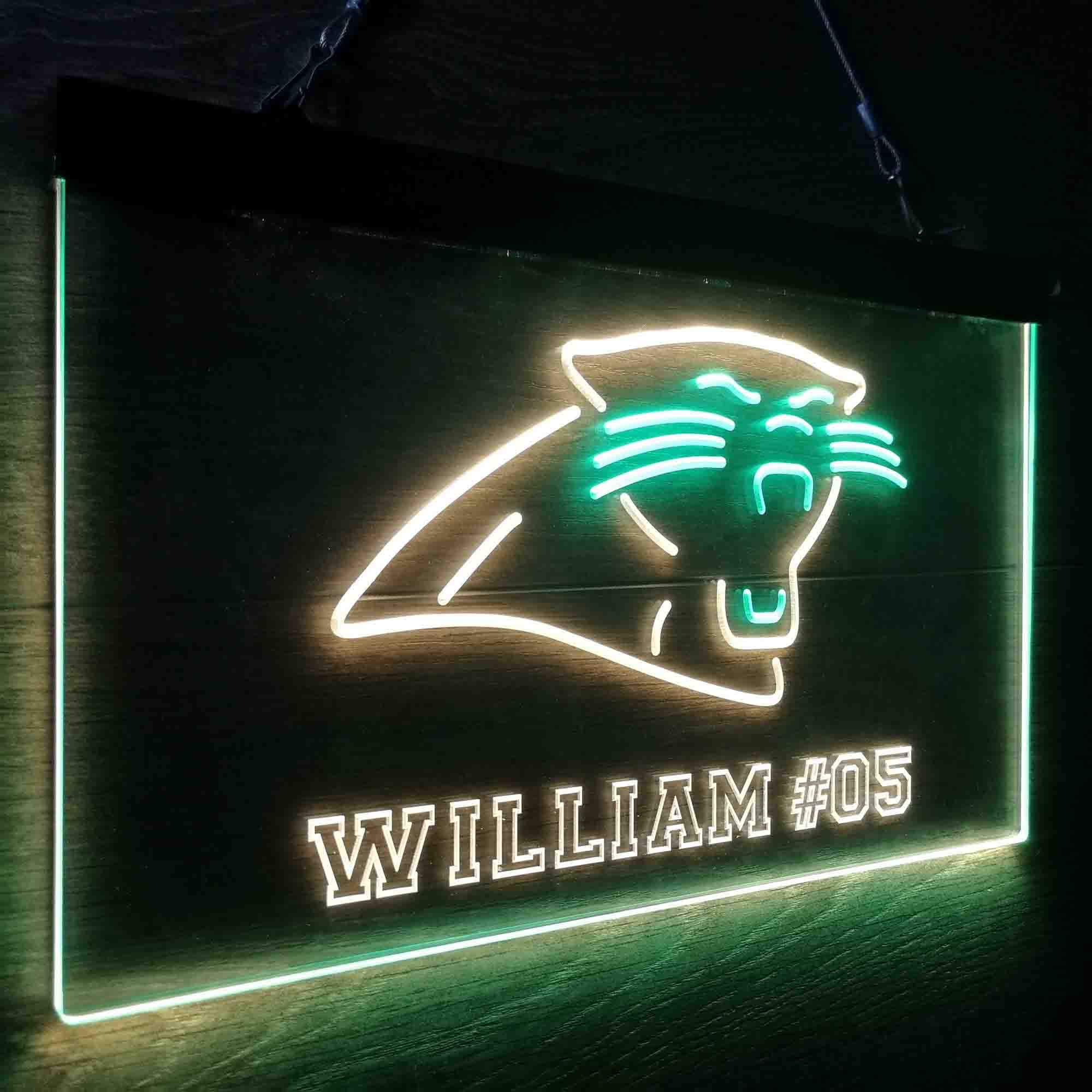 Personalized Carolina Panthers Team Number Neon-Like LED Sign - ProLedSign