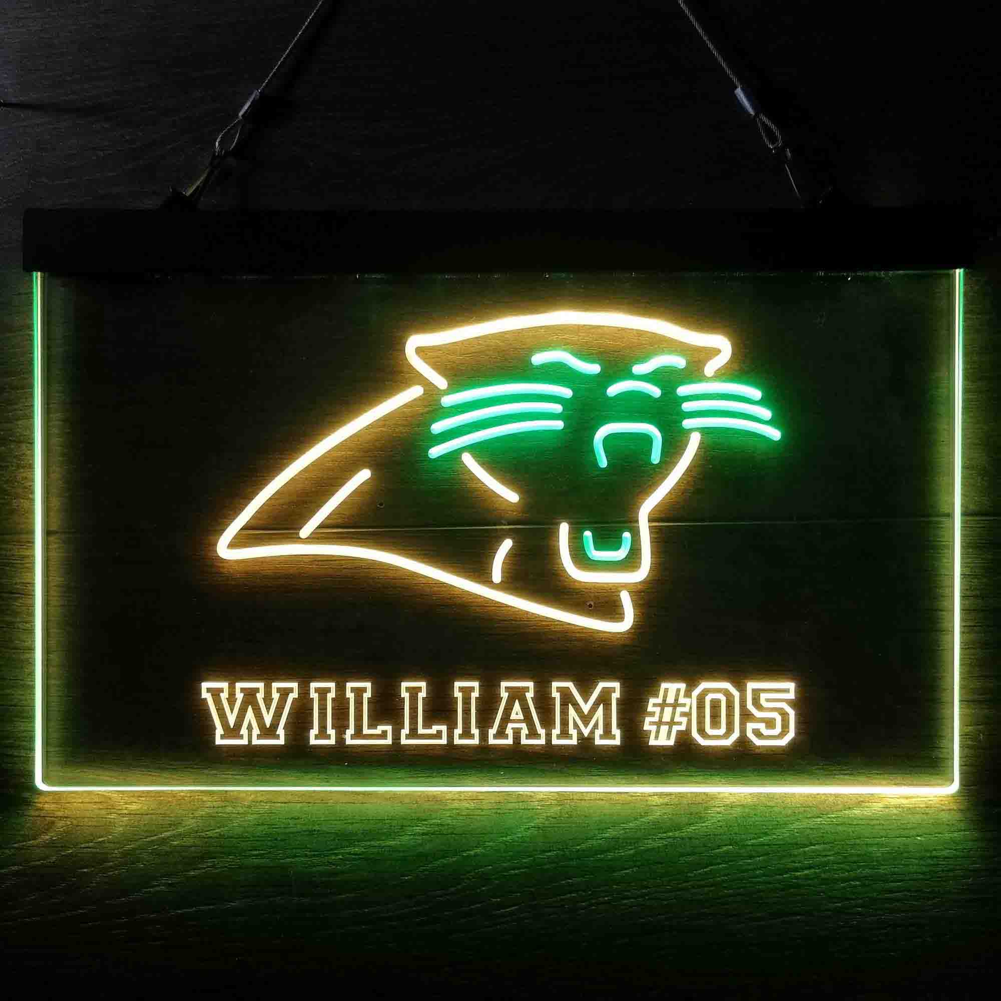 Personalized Carolina Panthers Team Number Neon-Like LED Sign - ProLedSign