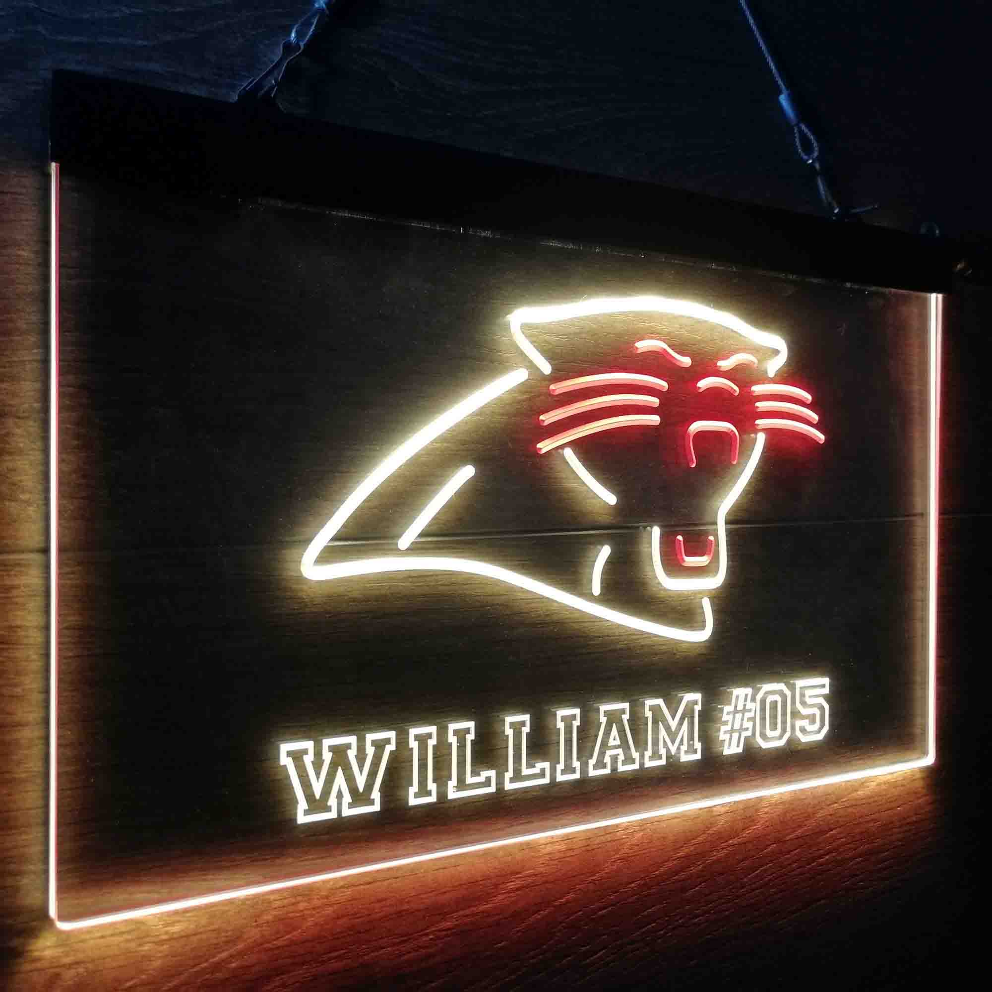 Personalized Carolina Panthers Team Number Neon-Like LED Sign - ProLedSign