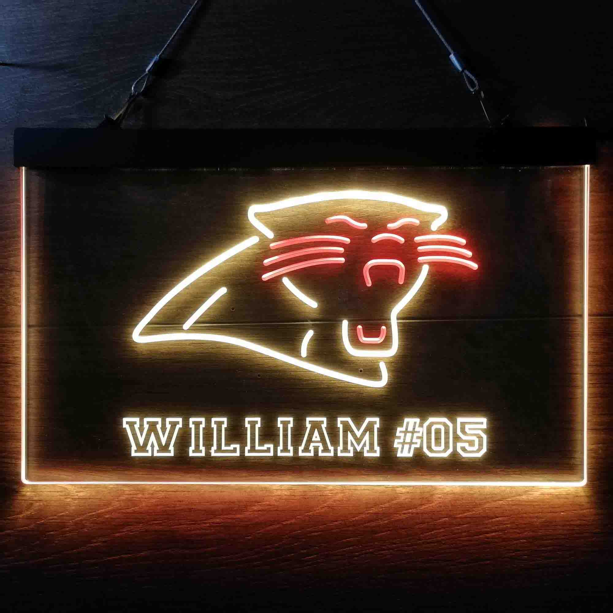 Personalized Carolina Panthers Team Number Neon-Like LED Sign - ProLedSign