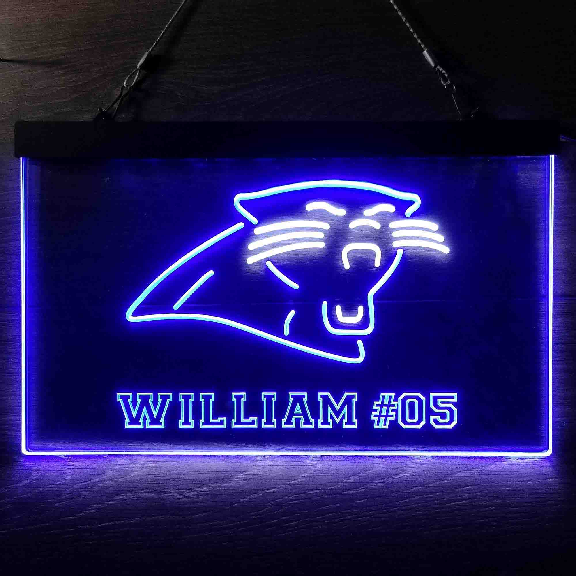 Personalized Carolina Panthers Team Number Neon-Like LED Sign - ProLedSign