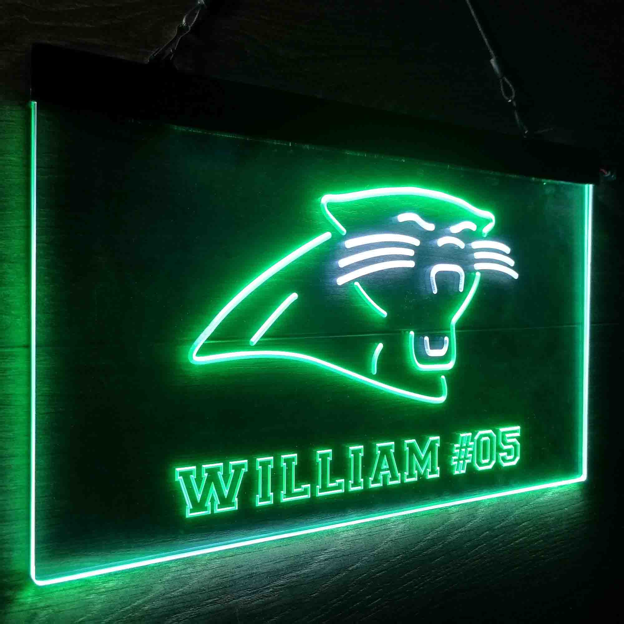 Personalized Carolina Panthers Team Number Neon-Like LED Sign - ProLedSign