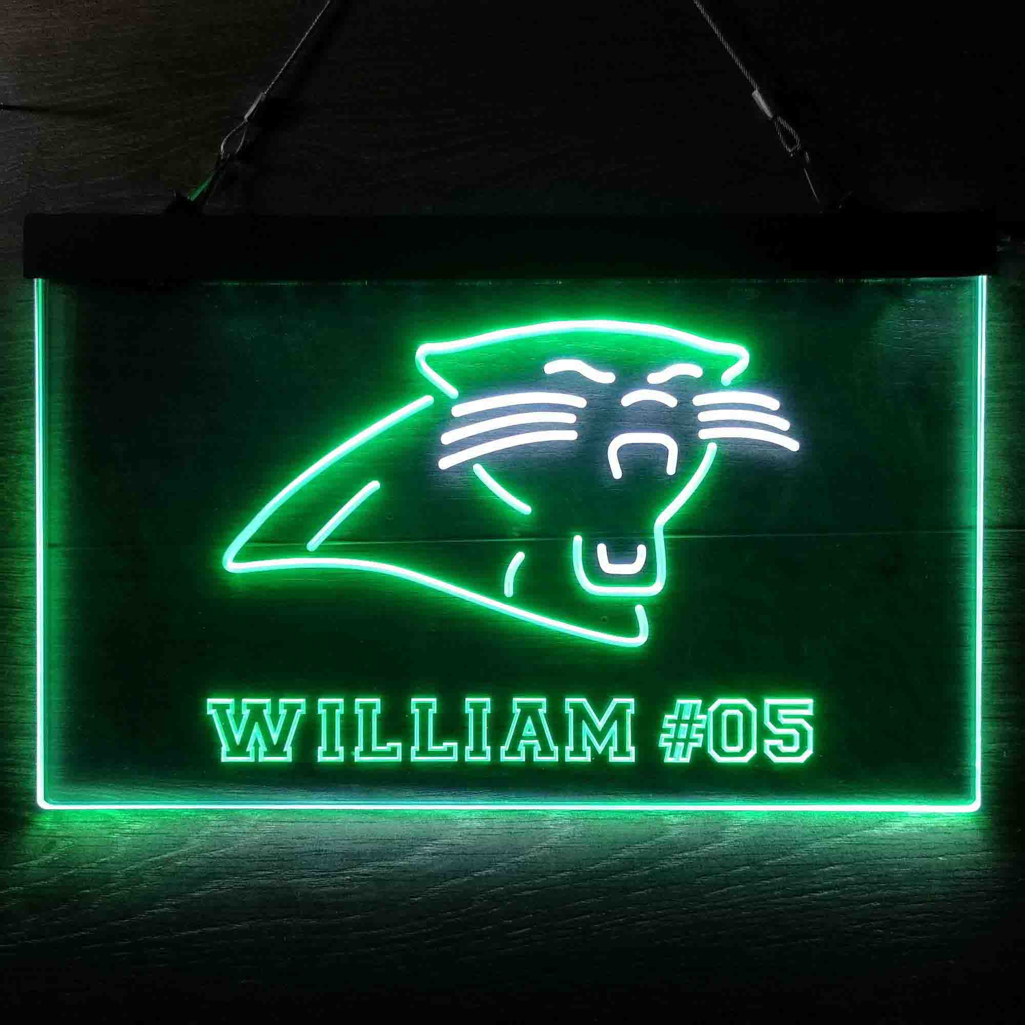 Personalized Carolina Panthers Team Number Neon-Like LED Sign - ProLedSign