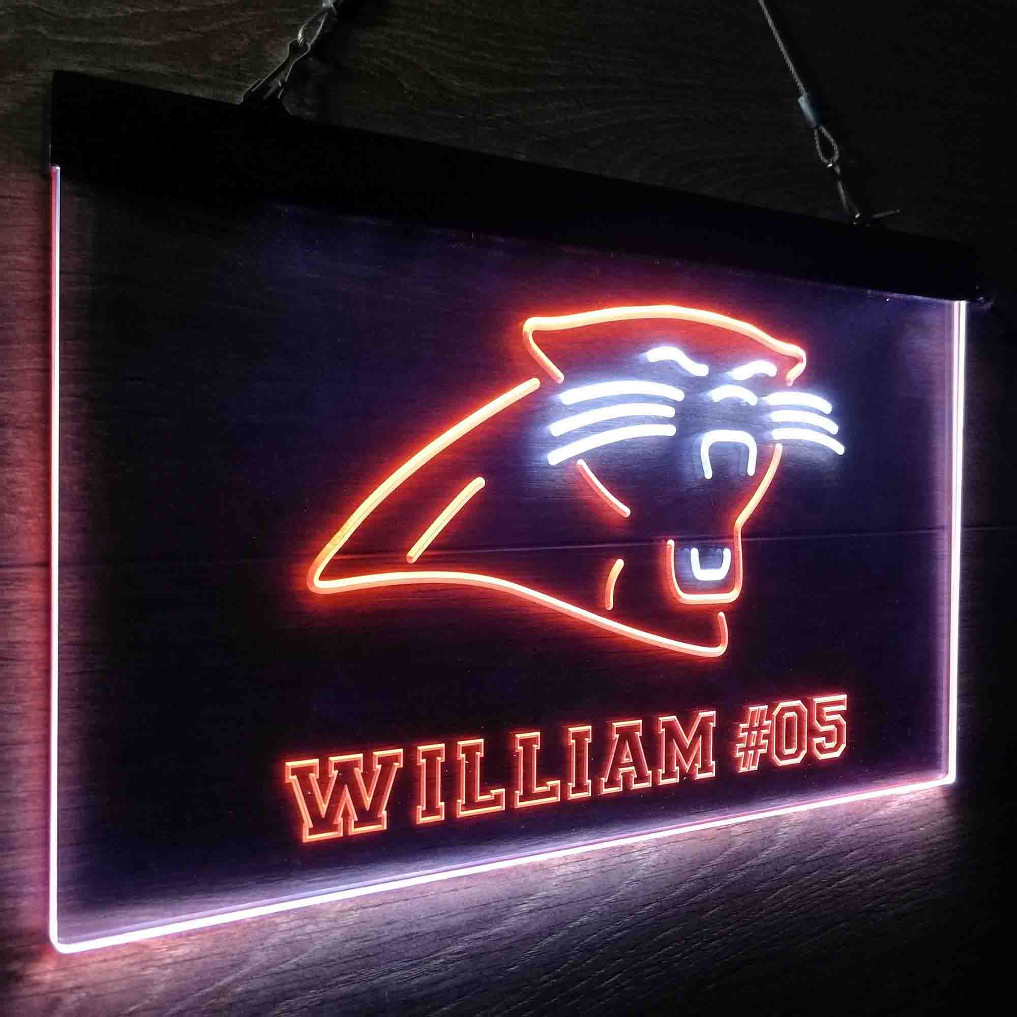 Personalized Carolina Panthers Team Number Neon-Like LED Sign - ProLedSign